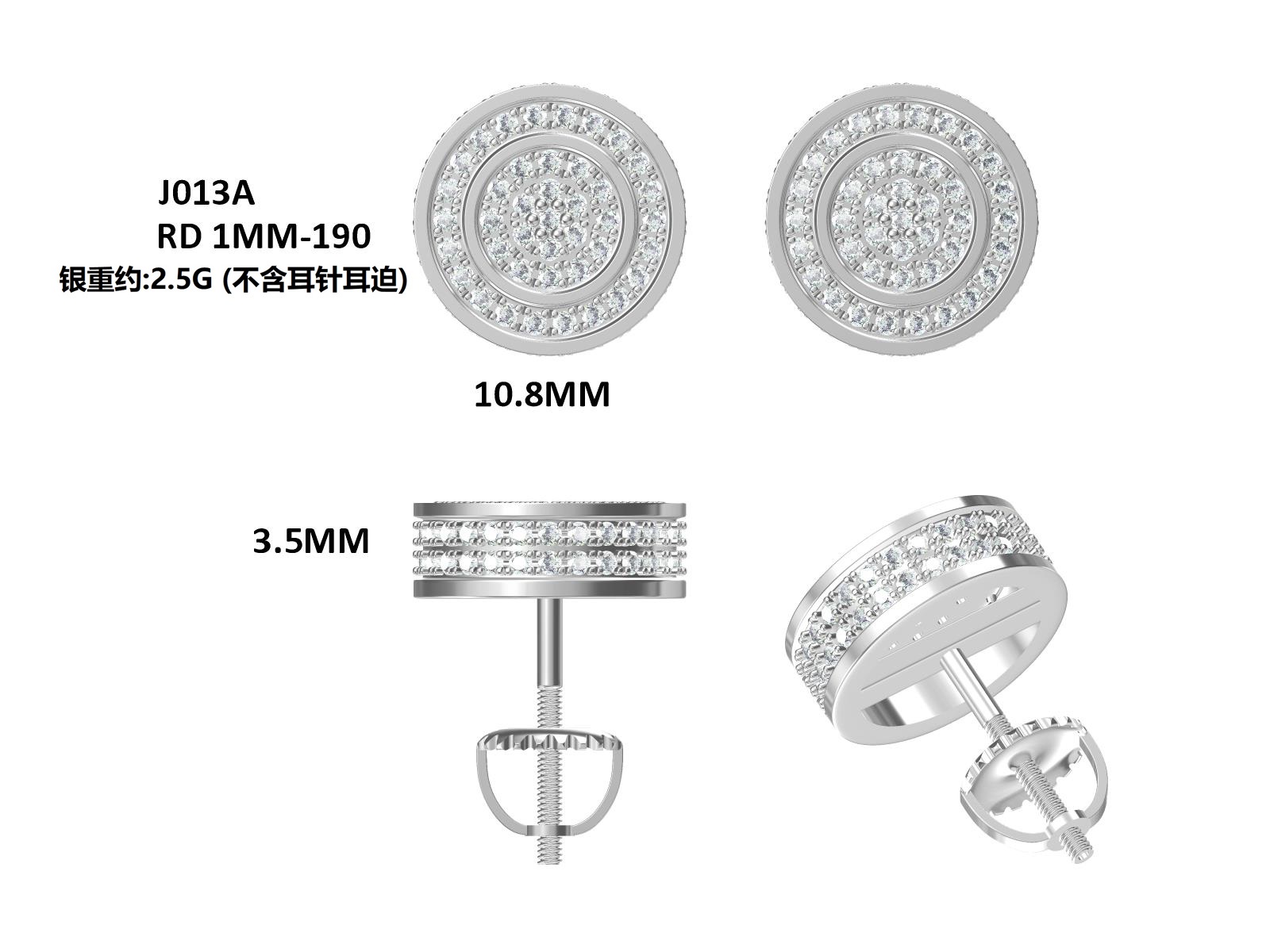 Sterling Silver 190pcs D Color VVS1 Moissanite Double Halo Stud Earrings 10.8mm Screw Back