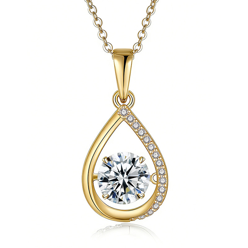 Sterling Silver 1ct D Color VVS1 Moissanite Teardrop Necklace 45cm Platinum Gold Plated