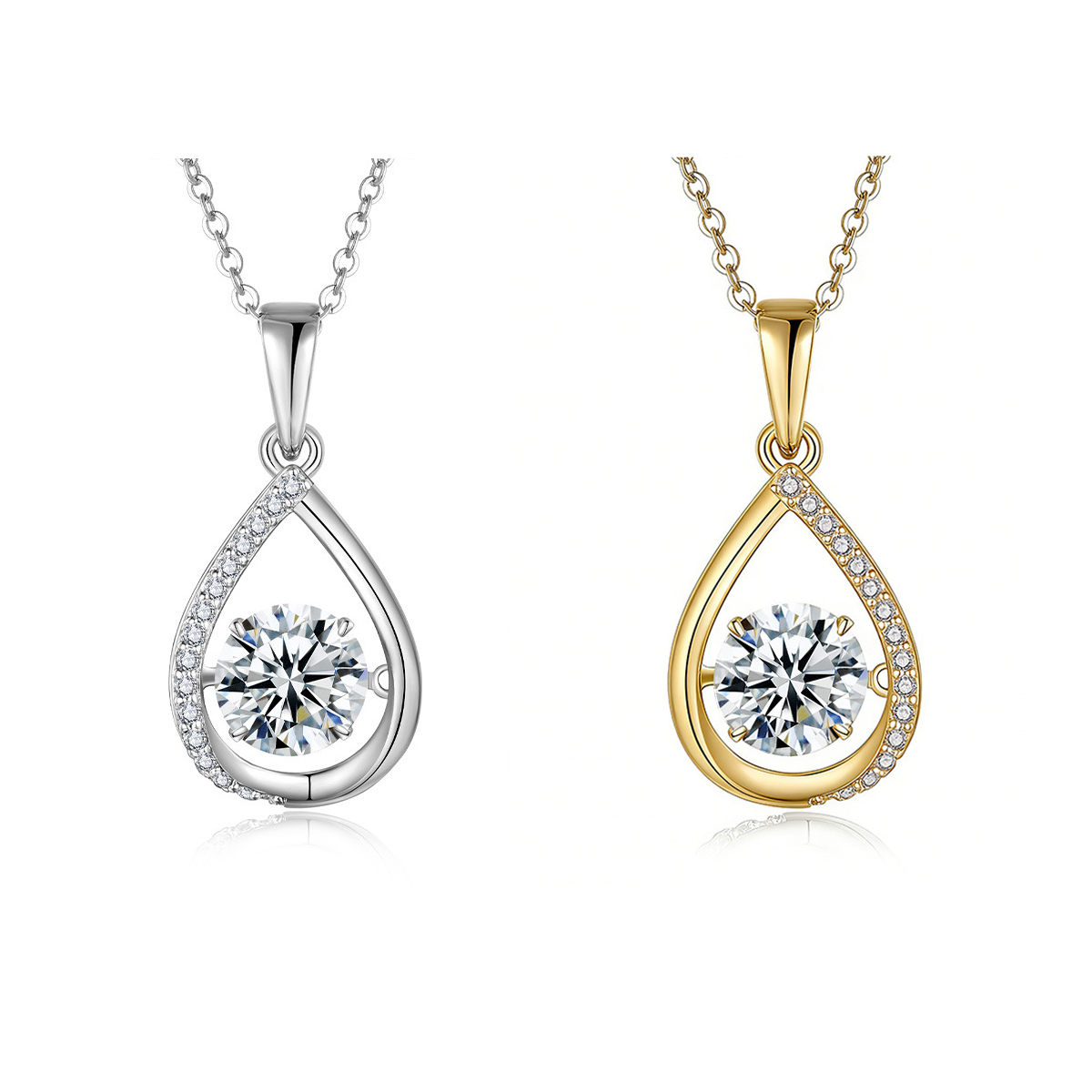 Sterling Silver 1ct D Color VVS1 Moissanite Teardrop Necklace 45cm Platinum Gold Plated