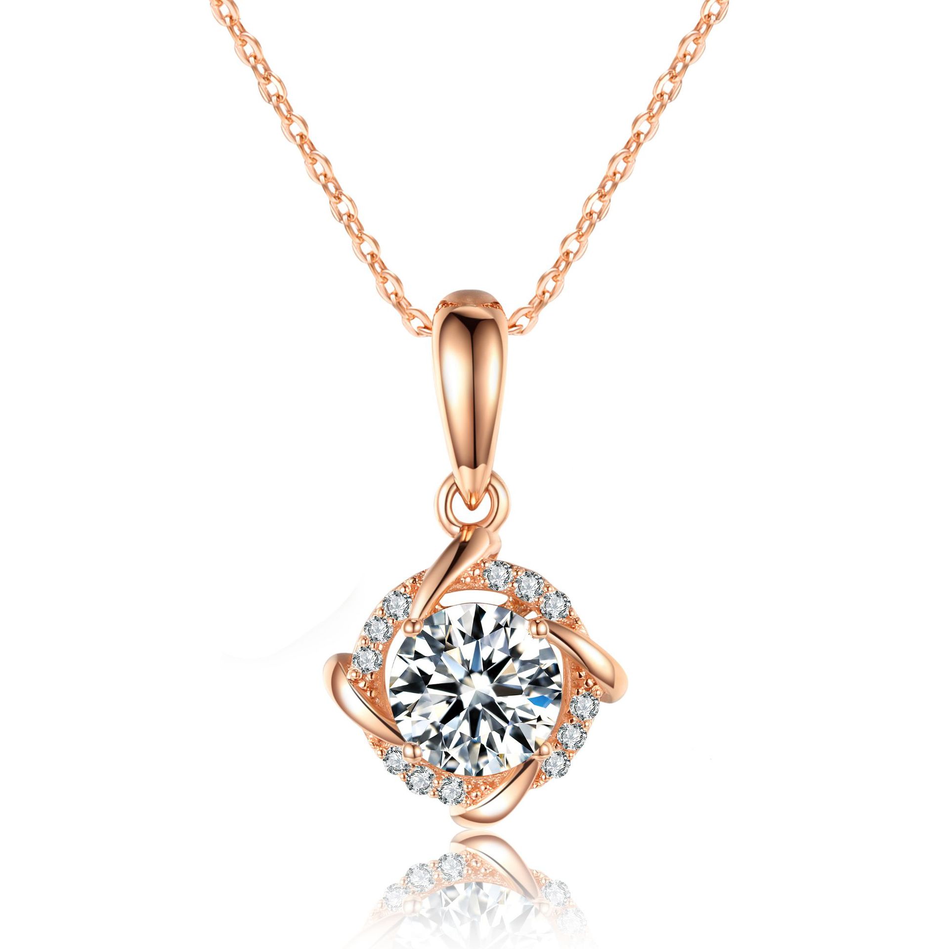 Sterling Silver 1ct D-VVS1 Moissanite Necklace, Twisted Pendant Design, Platinum Plated