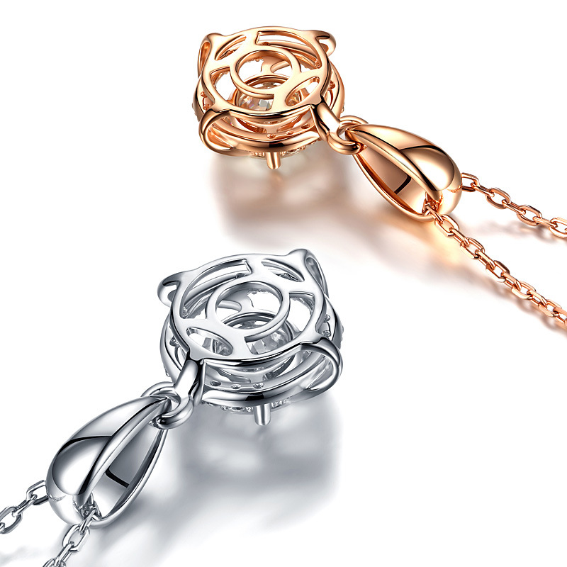 Sterling Silver 1ct D-VVS1 Moissanite Necklace, Twisted Pendant Design, Platinum Plated
