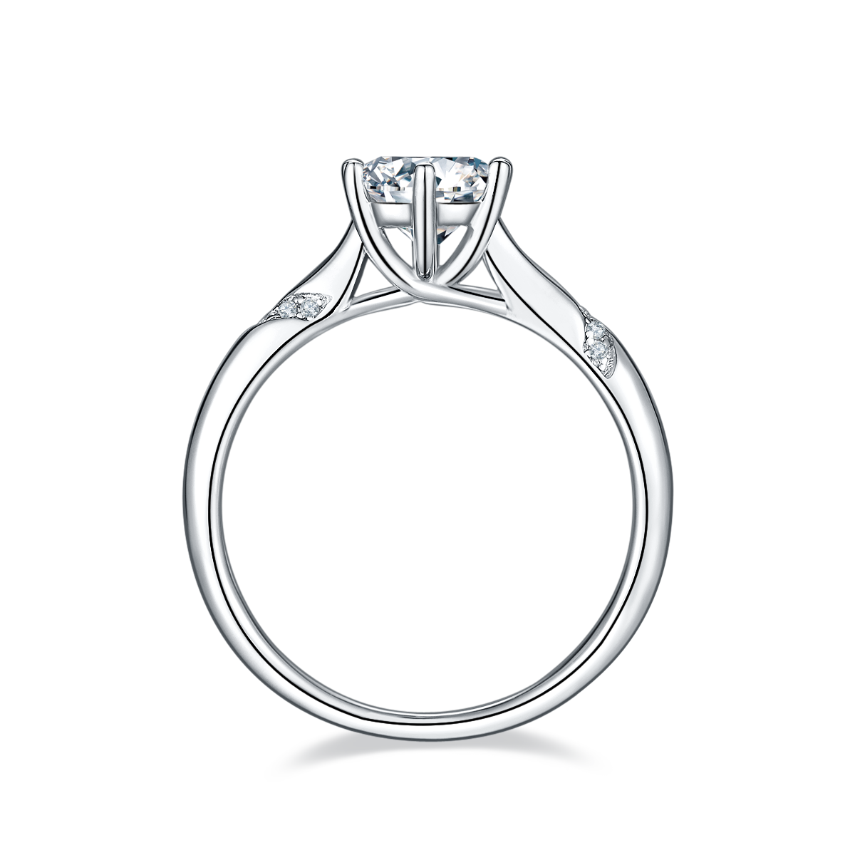 Sterling Silver 1ct Moissanite Engagement Ring, D-VVS1 Round Cut 6-Prong Twisted Band