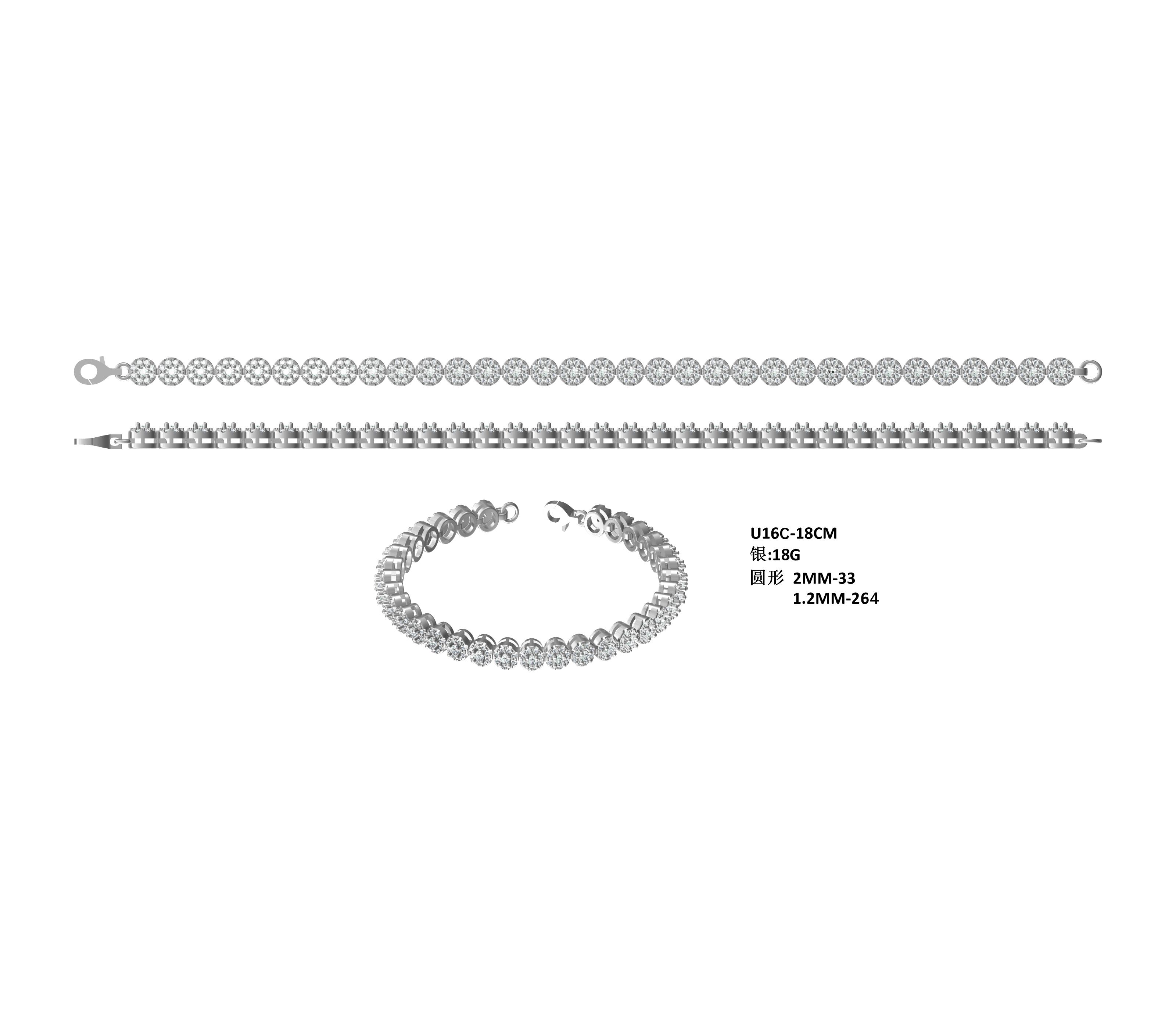 Sterling Silver 2mm Moissanite Cluster Tennis Bracelet 18cm 288pcs D Color VVS1 Platinum