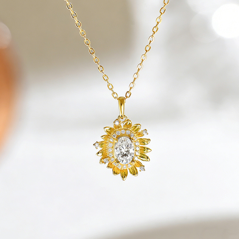 Sterling Silver 5x7mm Oval Moissanite D Aisy Necklace 45cm D Color VVS1 Platinum Gold