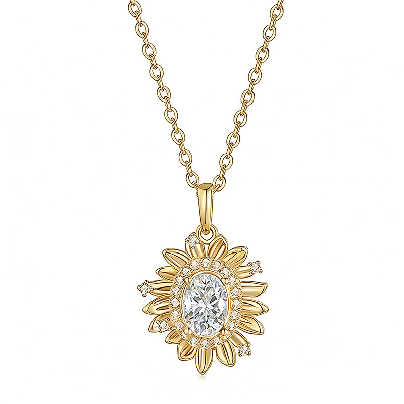 Sterling Silver 5x7mm Oval Moissanite D Aisy Necklace 45cm D Color VVS1 Platinum Gold