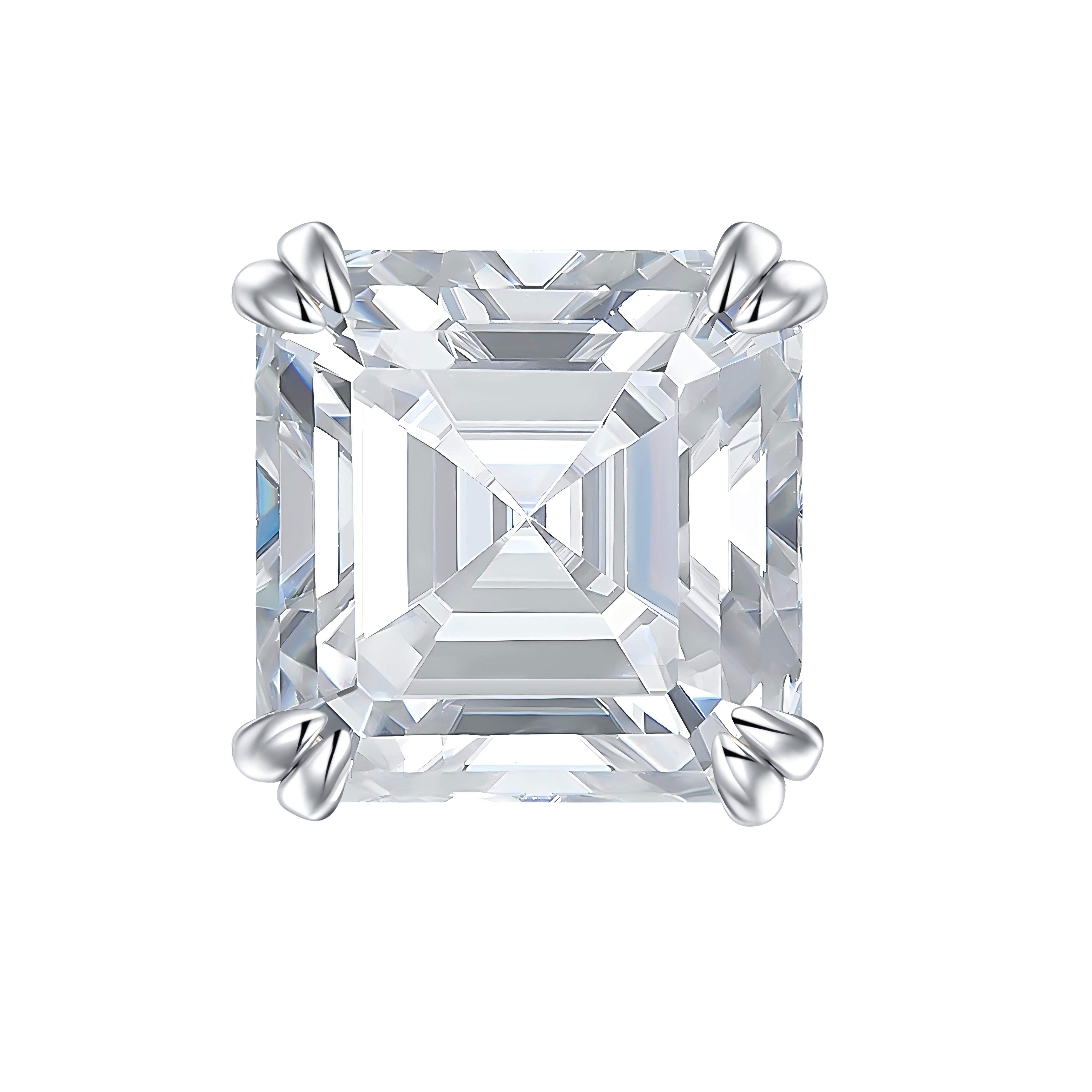 Sterling Silver 6x8mm Emerald Cut Moissanite Stud Earrings Octagon Solitaire With GRA