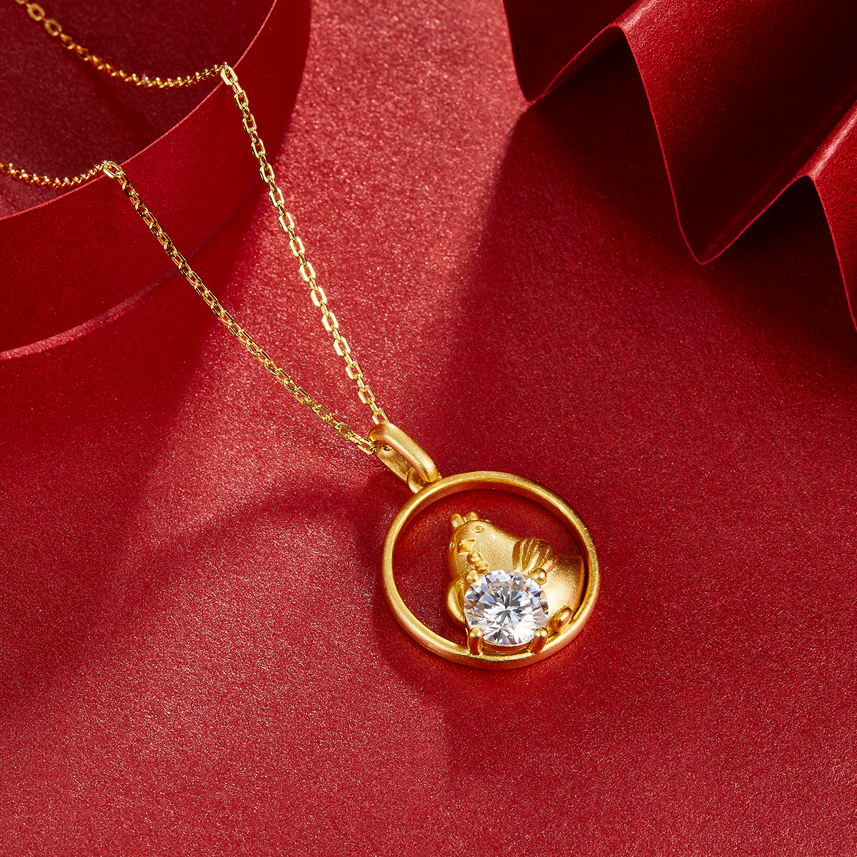 Sterling Silver Gold Plated 1ct D Color VVS1 Moissanite Rooster Zodiac Necklace 4.2g