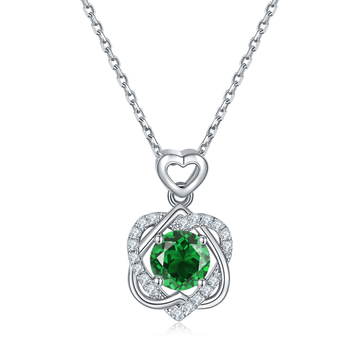 Sterling Silver Heart Necklace, 1ct D-VVS1 Moissanite & Lab-Grown Gems, Platinum Plated 3g