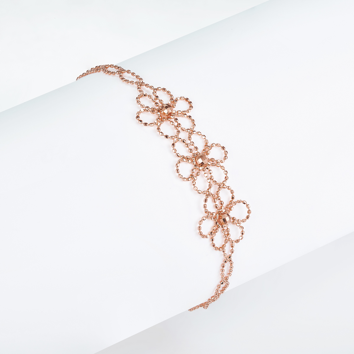 Sterling Silver Hollow Flower Bracelet 20cm Adjustable 1.8g Lightweight 14mm Wide 3 Colors