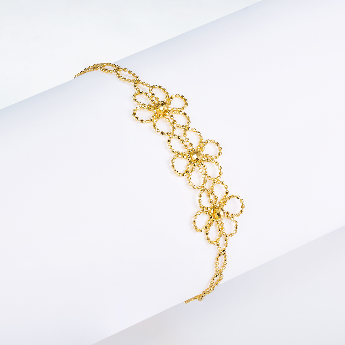 Sterling Silver Hollow Flower Bracelet 20cm Adjustable 1.8g Lightweight 14mm Wide 3 Colors