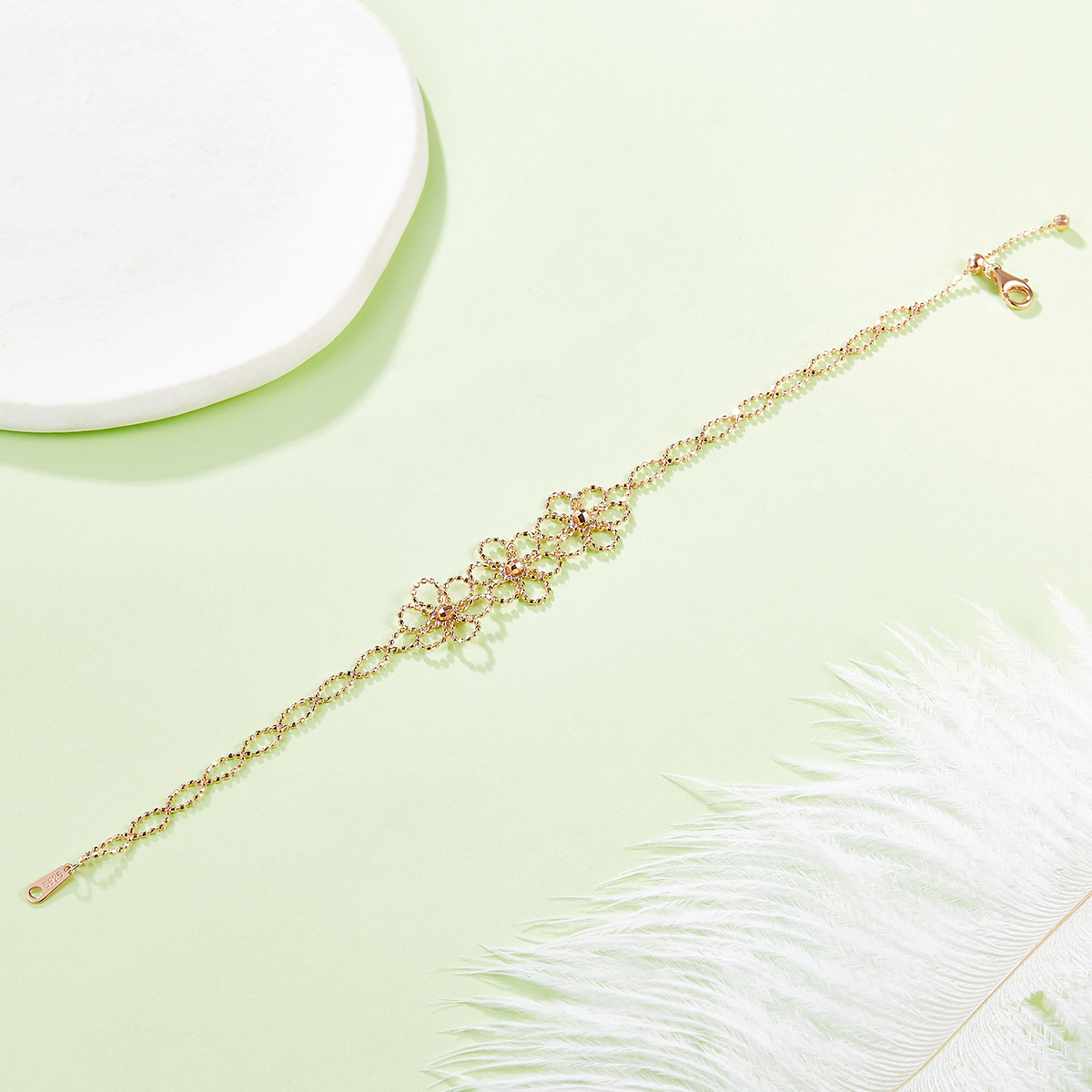 Sterling Silver Hollow Flower Bracelet 20cm Adjustable 1.8g Lightweight 14mm Wide 3 Colors