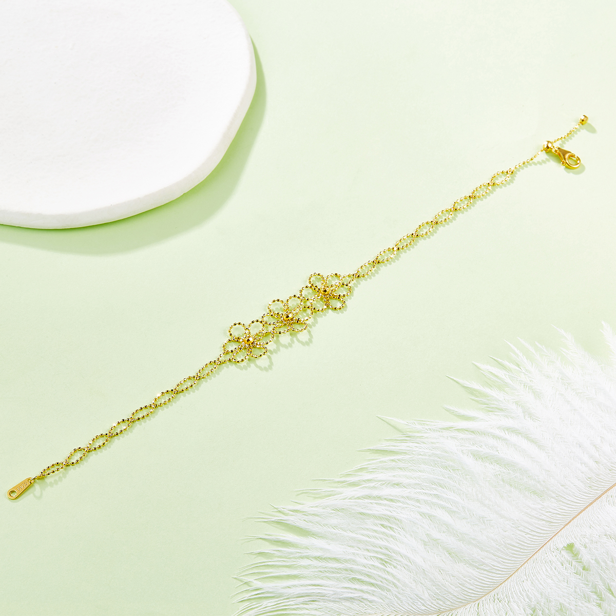 Sterling Silver Hollow Flower Bracelet 20cm Adjustable 1.8g Lightweight 14mm Wide 3 Colors