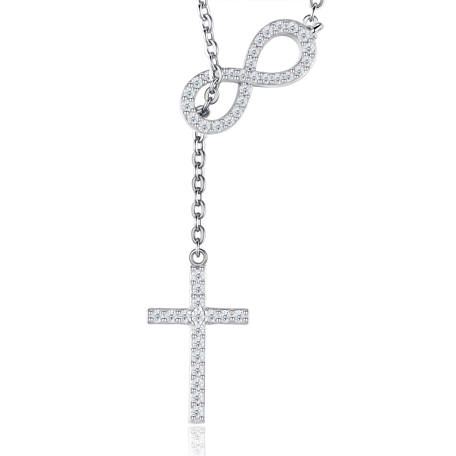 Sterling Silver Infinity Cross Necklace D Color VVS1 Moissanite Infinity Cross Pendant