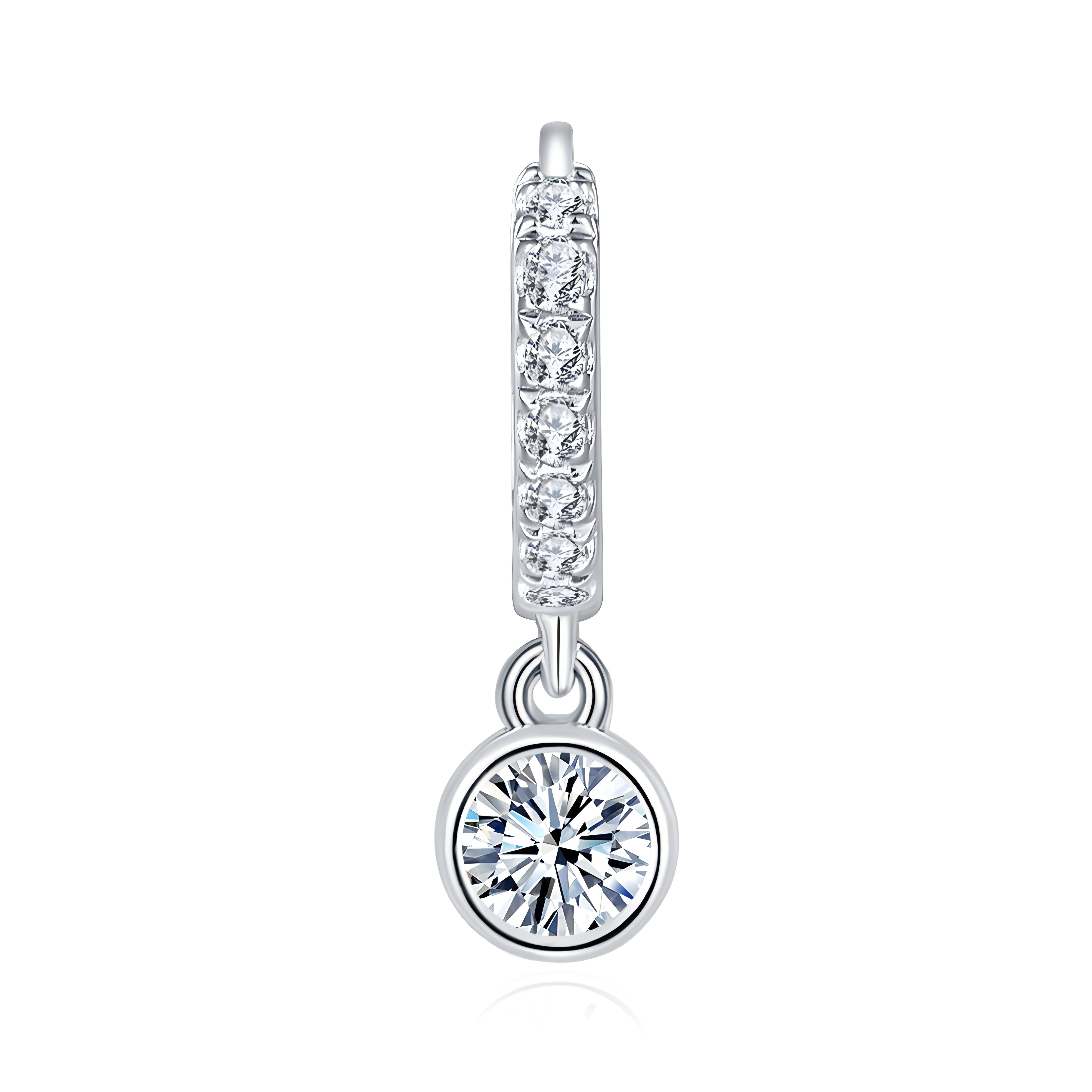 Sterling Silver Moissanite Hoop Earrings Pave Huggie Hoop Dangle With GRA Certificate