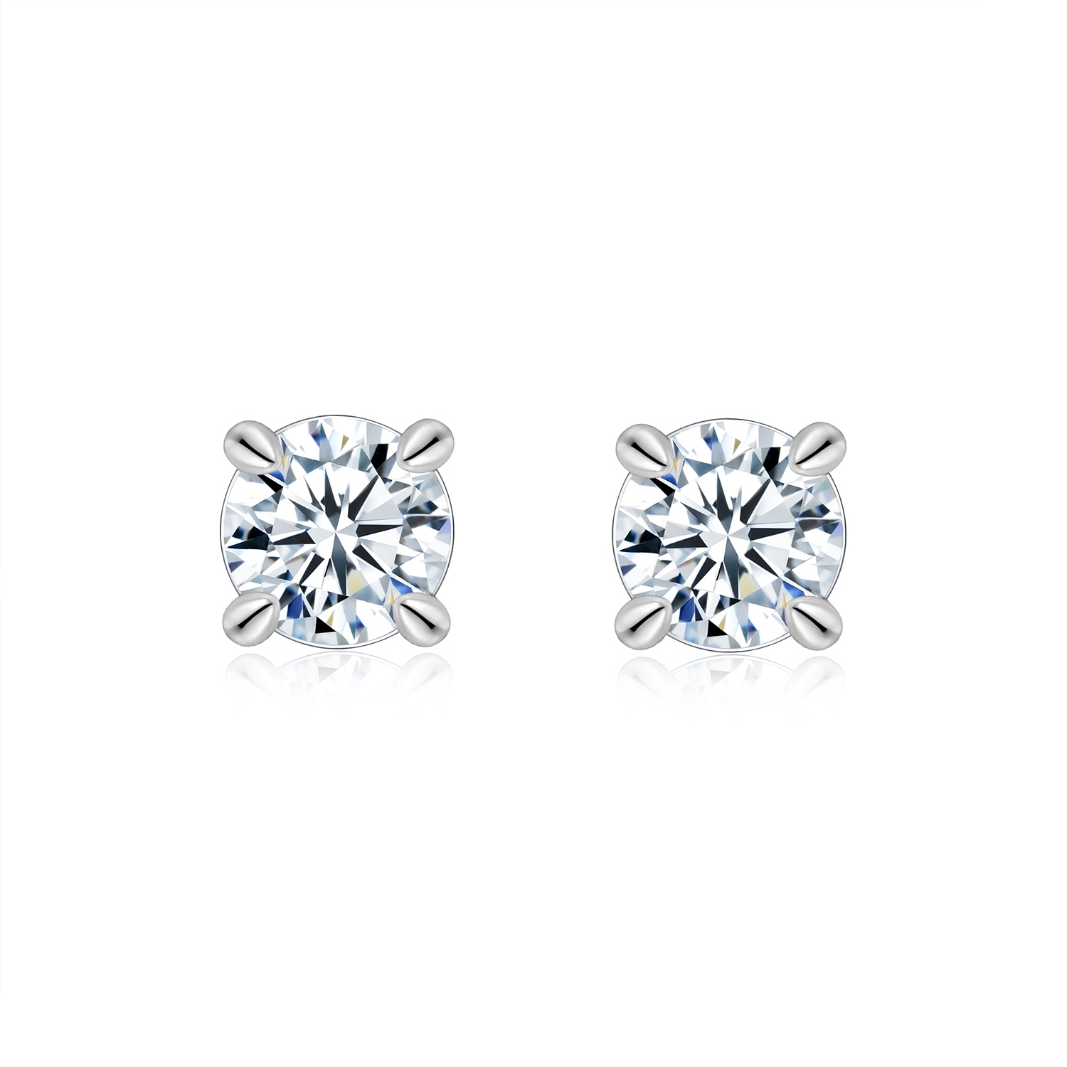 Sterling Silver Moissanite Stud Earrings, 0.5&2ct D-VVS1 4-Prong Basket Pave With Screw