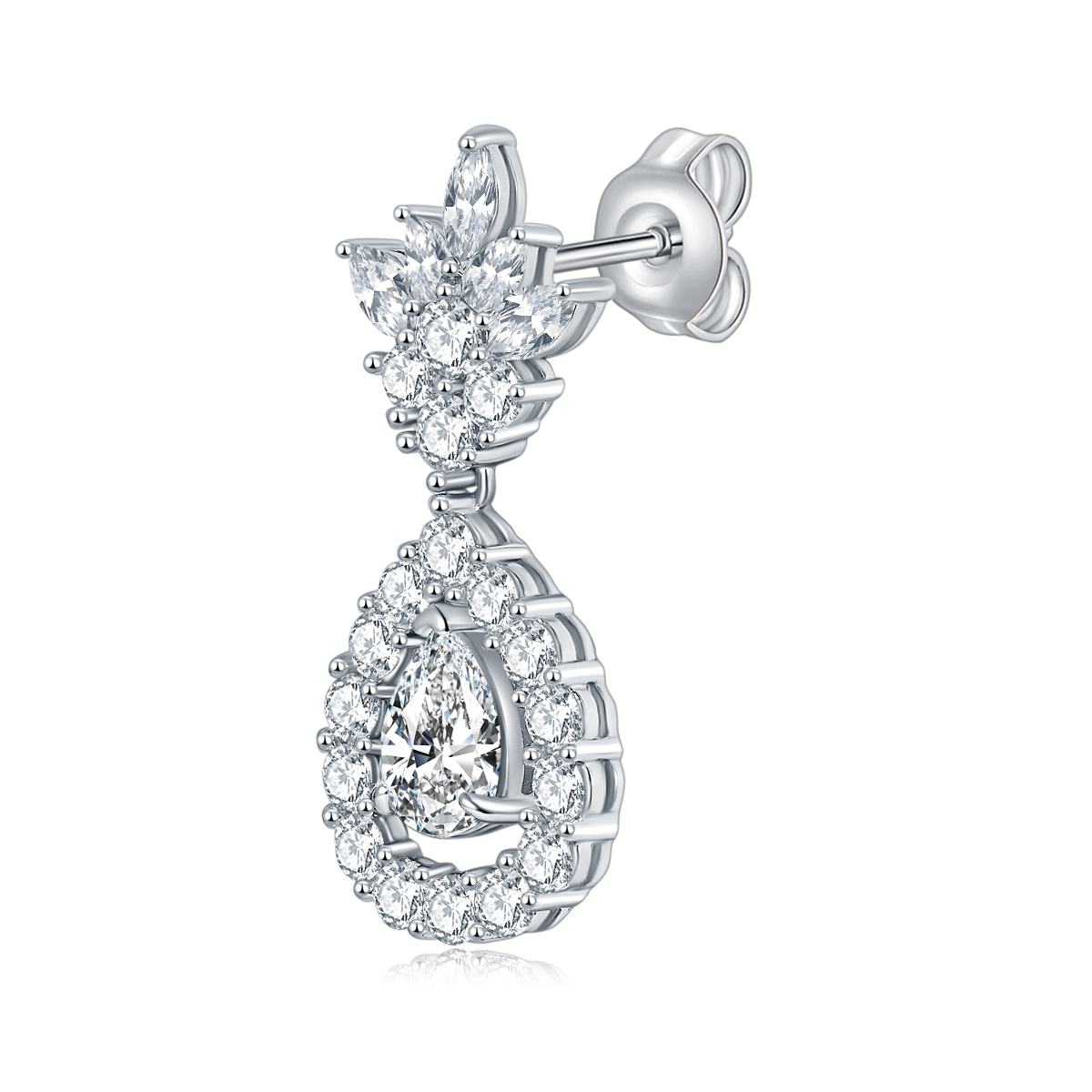Sterling Silver Pear Cut Moissanite Dangle Earrings 5x7mm Teardrop Cluster Earrings With