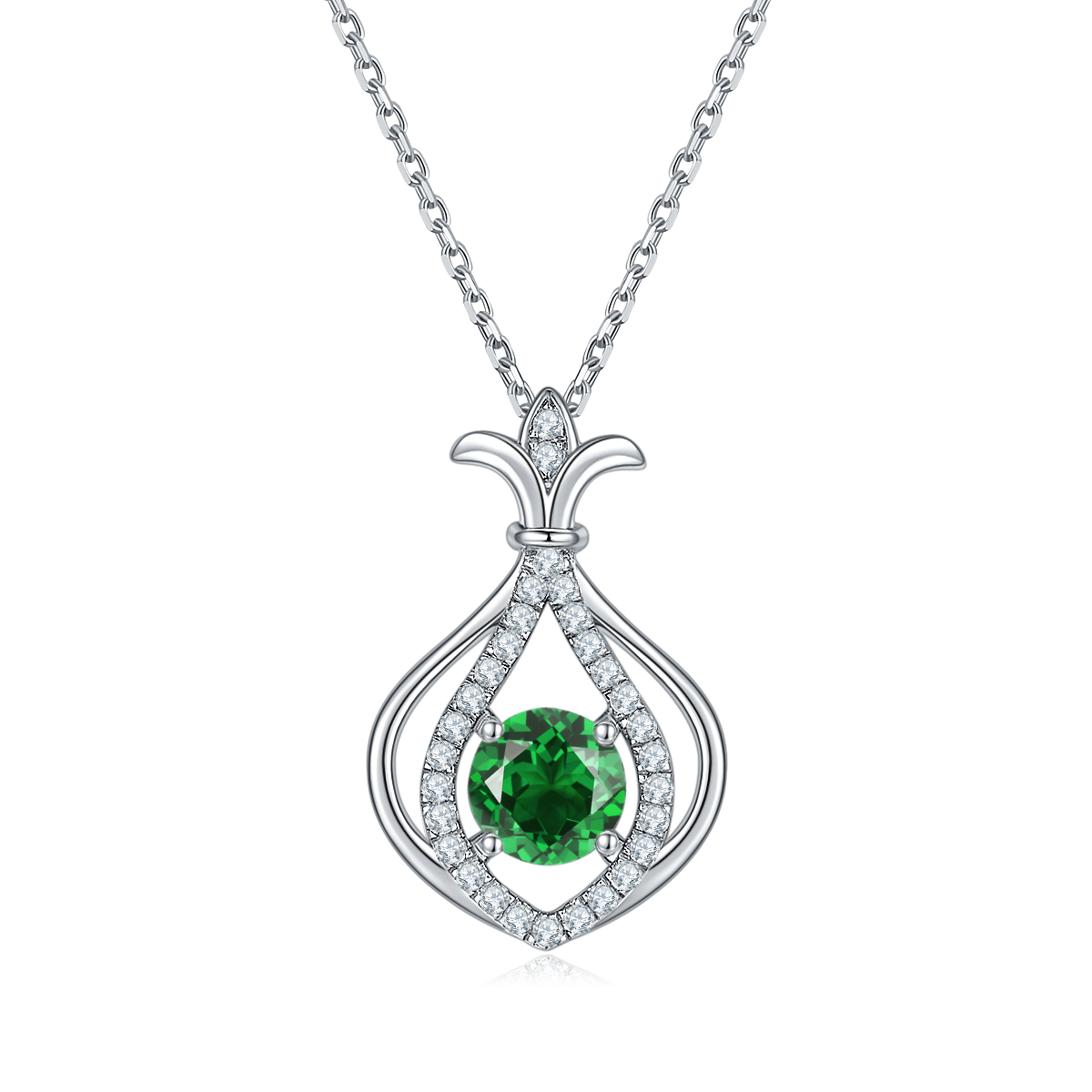 Sterling Silver Teardrop Necklace, 1ct D-VVS1 Moissanite & Lab-Grown Gems, Platinum Plated
