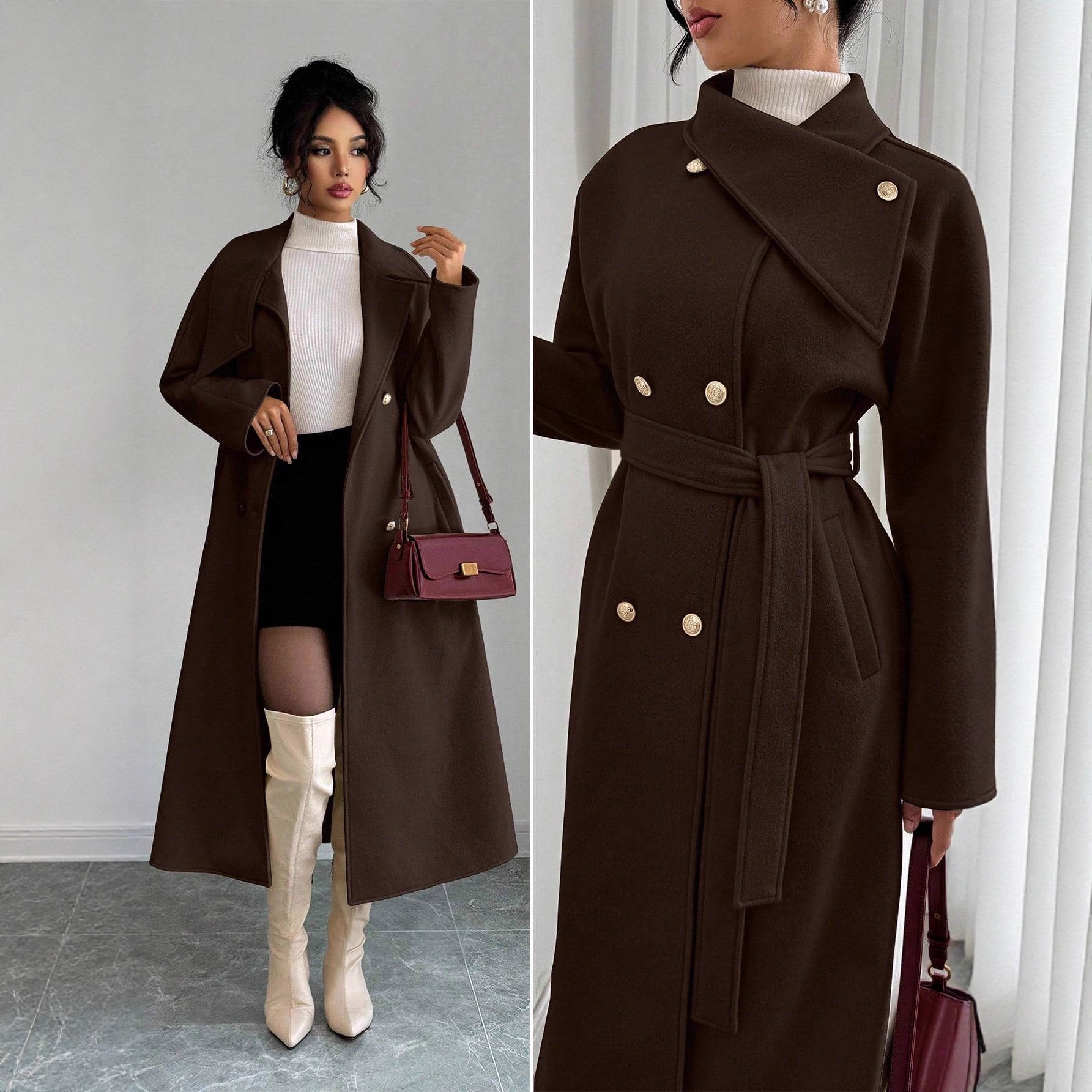 Stylish Fallwinter Double-breasted Warm Wool Coat