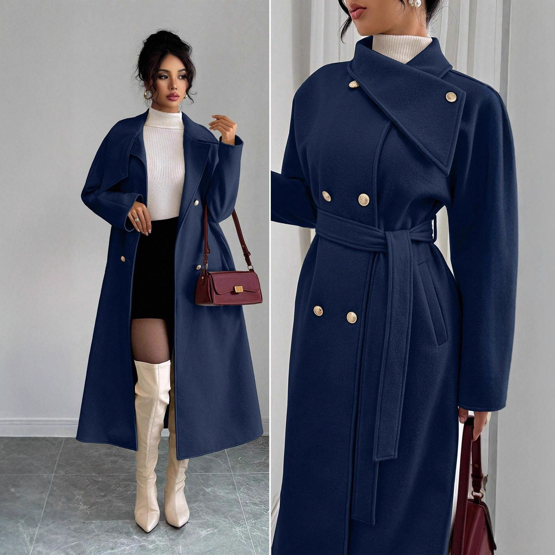 Stylish Fallwinter Double-breasted Warm Wool Coat