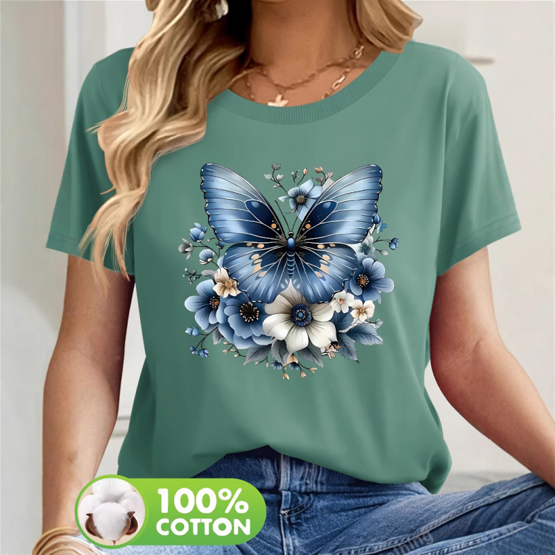 Summer Crew-neck Drop-shoulder Comfortable And Relaxed-fit T-shirt