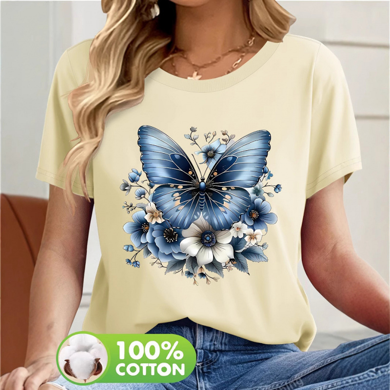 Summer Crew-neck Drop-shoulder Comfortable And Relaxed-fit T-shirt
