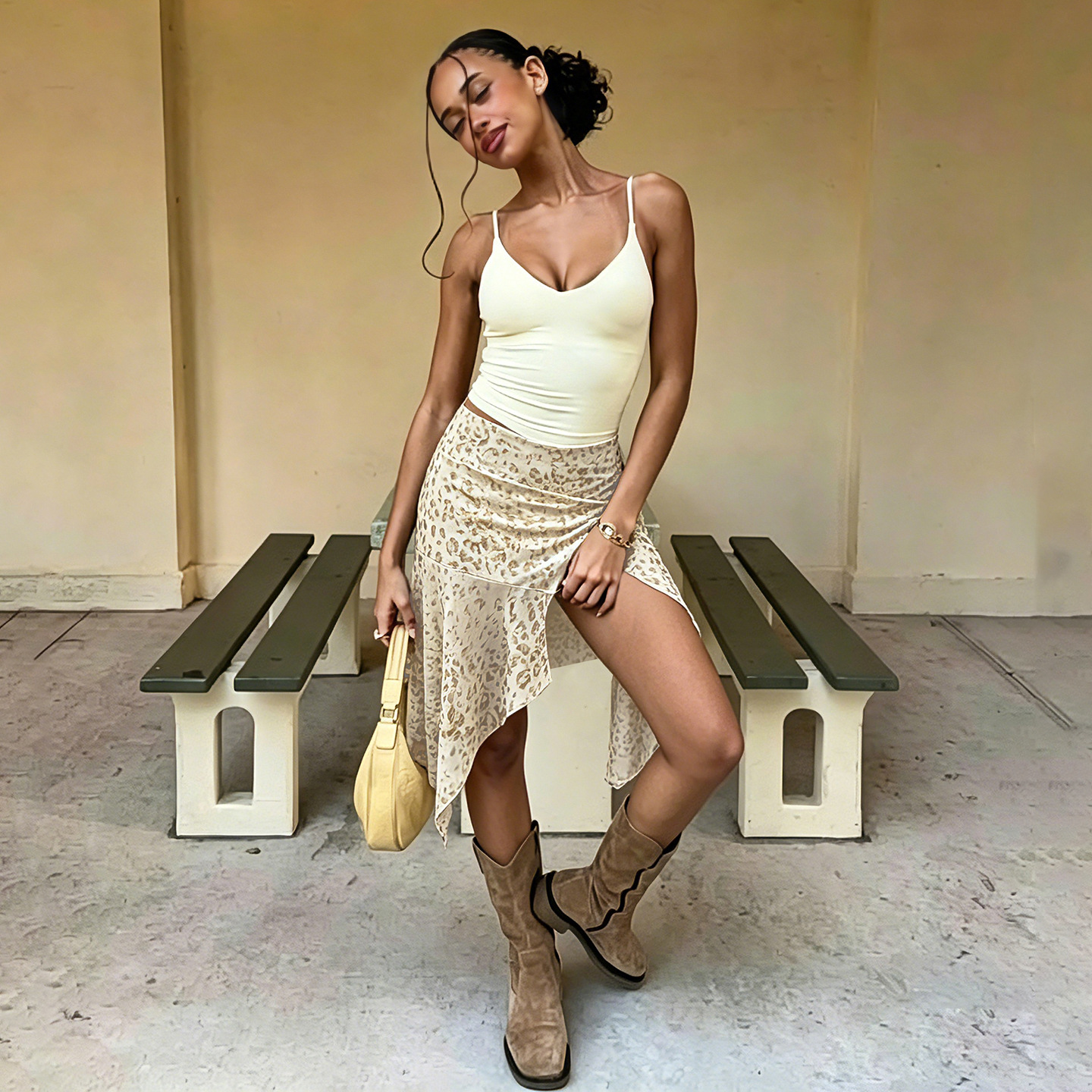 Summer Lazy-style Sexy Leopard-print Skirt