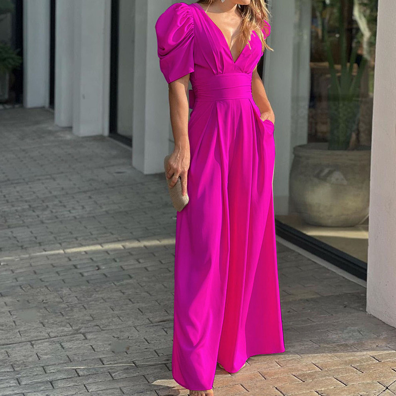 Summer New Women's Clothing Amazon European And American Jumpsuit Fashion Sexy Pleated