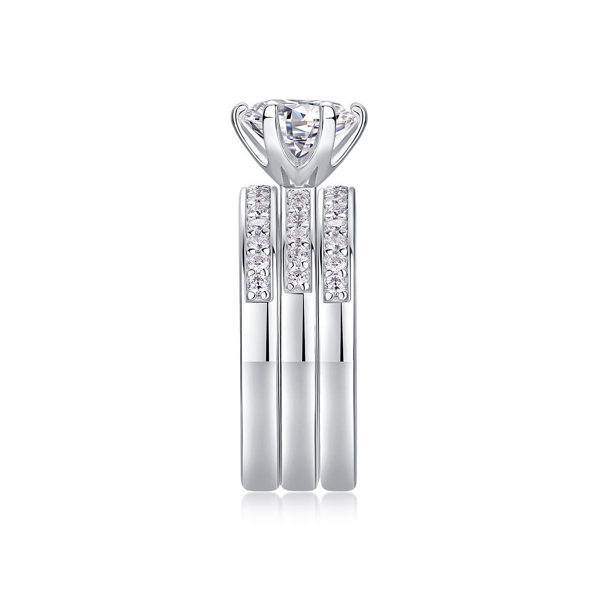 Surging - A Wedding Ring Set With 2-carat Top-quality Moissan Silver And Platinum-plated
