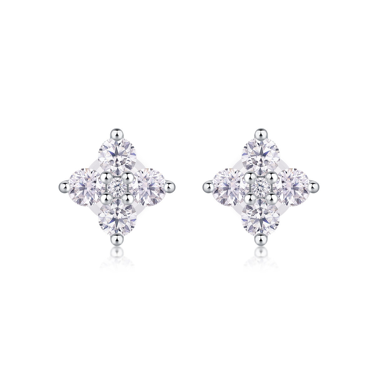 Sweetheart French - Earrings Set With Top-quality Moissanite, Silver And Platinum-plated