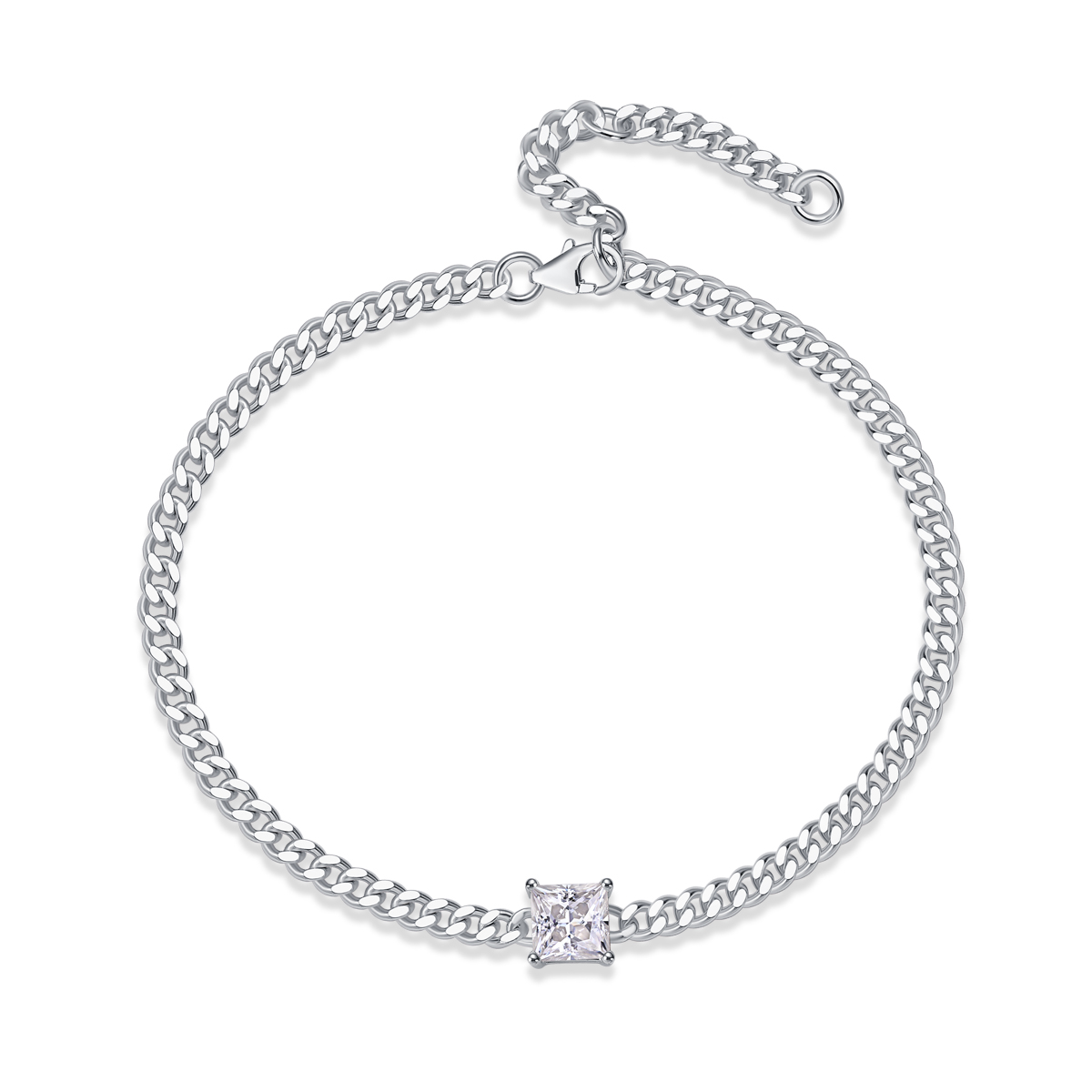 Tenacity - Fashionable Light Luxury Silver Bracelet With Top-Grade Moissanite