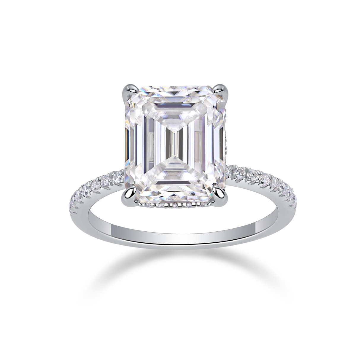 The City Of Iridesy Colors - A Wedding Ring Set With Top-quality Octagonal Moissan Silver