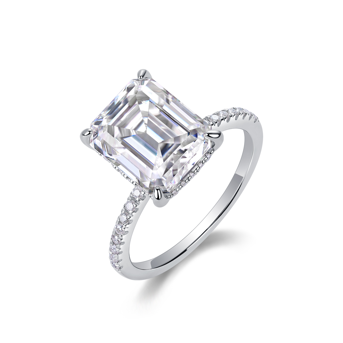 The City Of Iridesy Colors - A Wedding Ring Set With Top-quality Octagonal Moissan Silver
