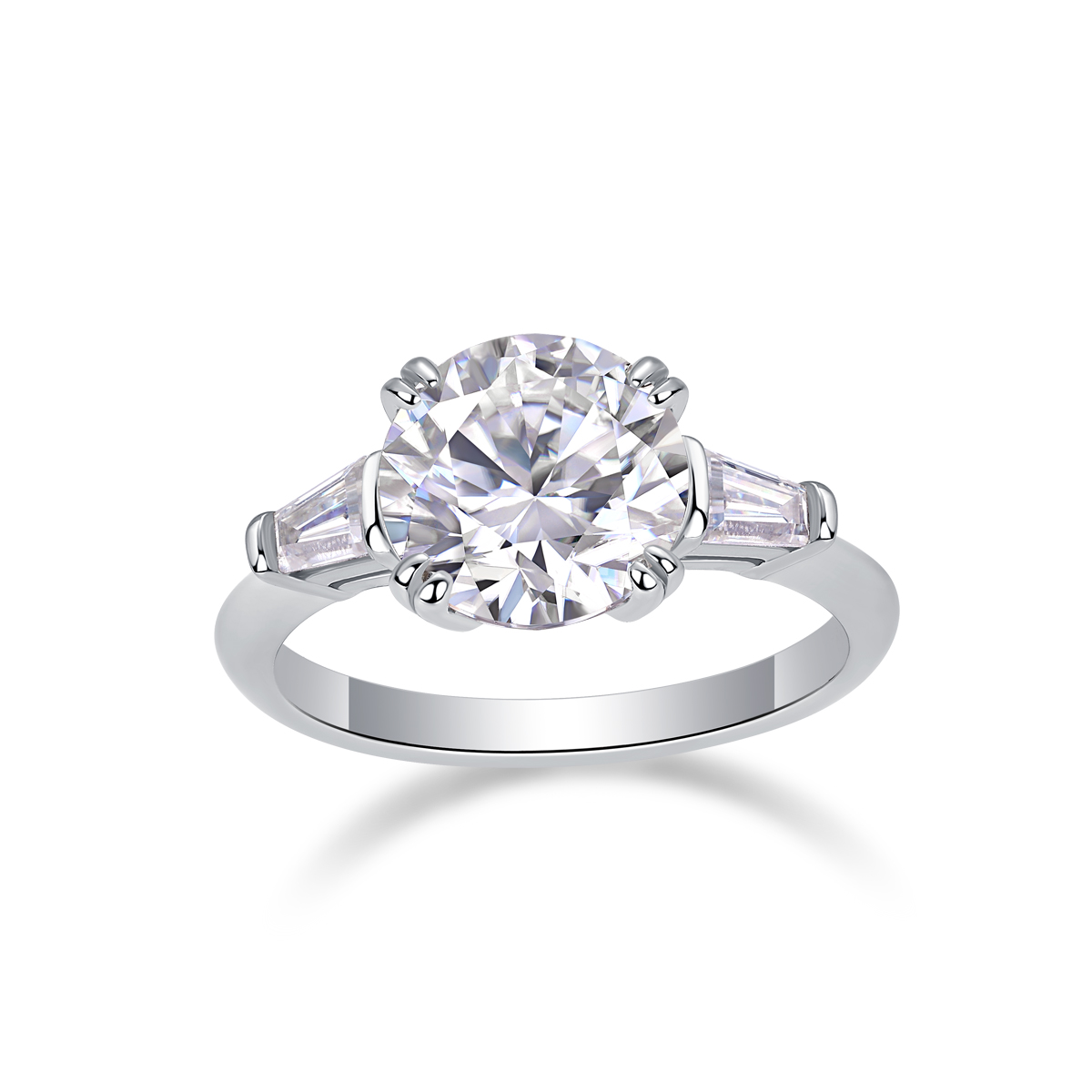 The Glorious Path - A Wedding Ring Set With Top-quality Octagonal Moissanite In Silver And