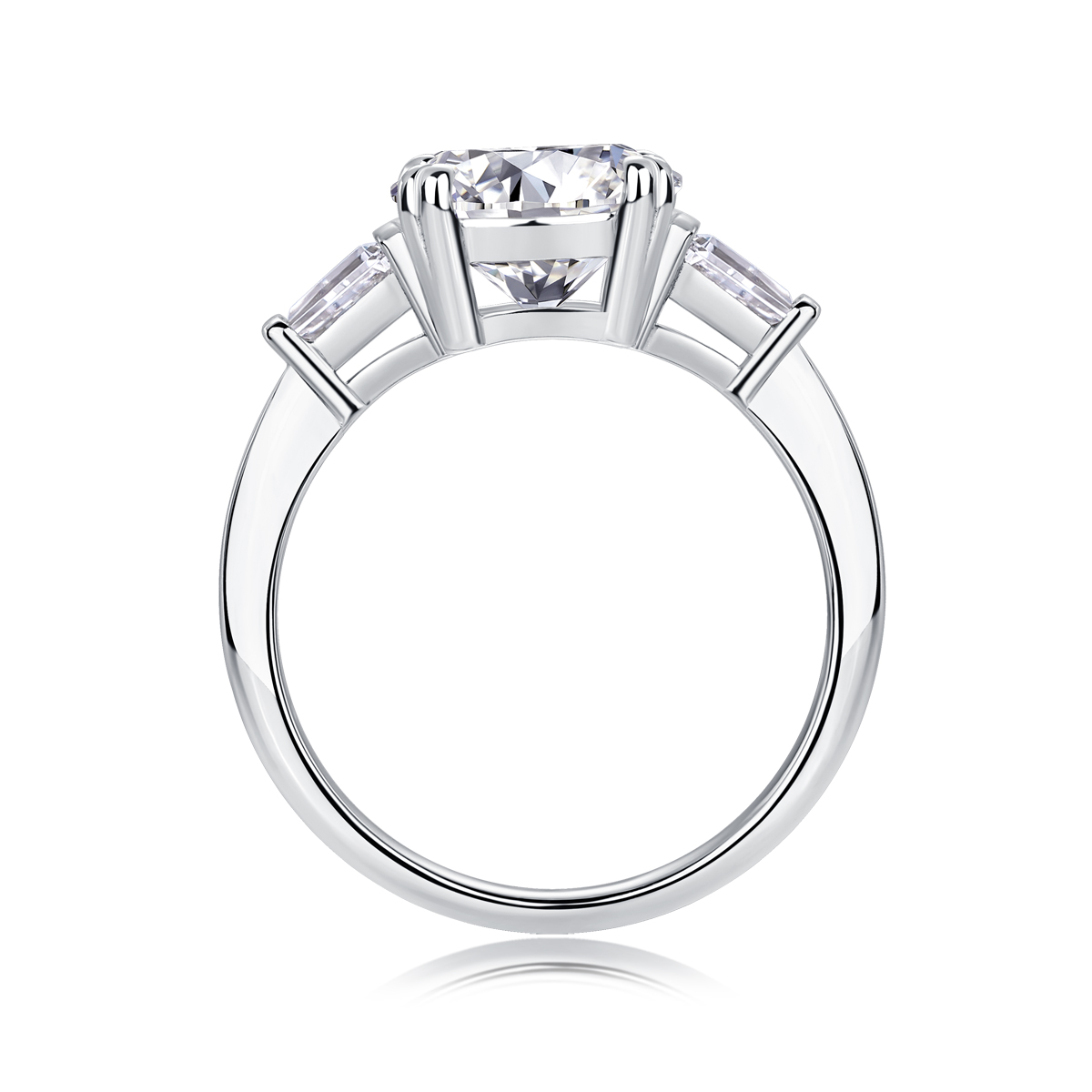 The Glorious Path - A Wedding Ring Set With Top-quality Octagonal Moissanite In Silver And