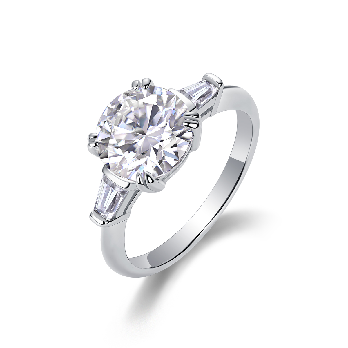 The Glorious Path - A Wedding Ring Set With Top-quality Octagonal Moissanite In Silver And