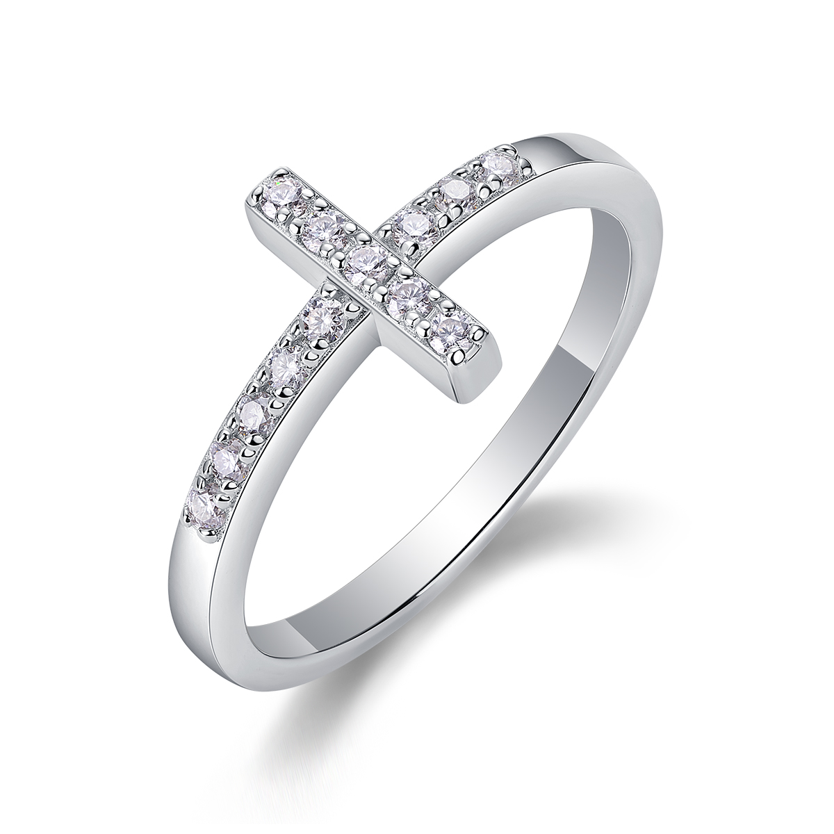The Holy Light Cross - A Wedding Ring Set With Top-quality Moissanite In Silver And