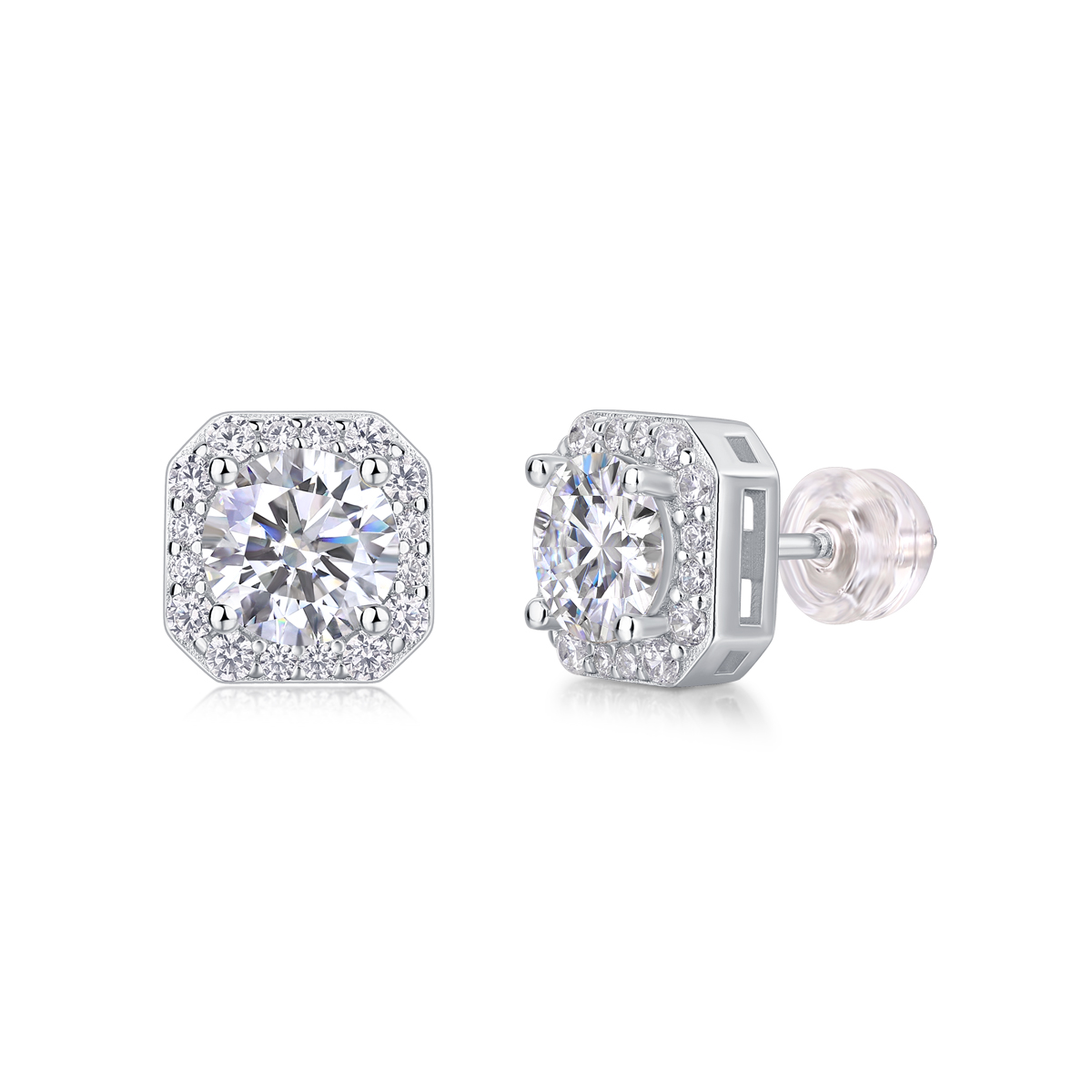 Die Rose im Herzen – Ohrringe, besetzt mit 1 Karat hochwertigem Moissanit, Silber und
