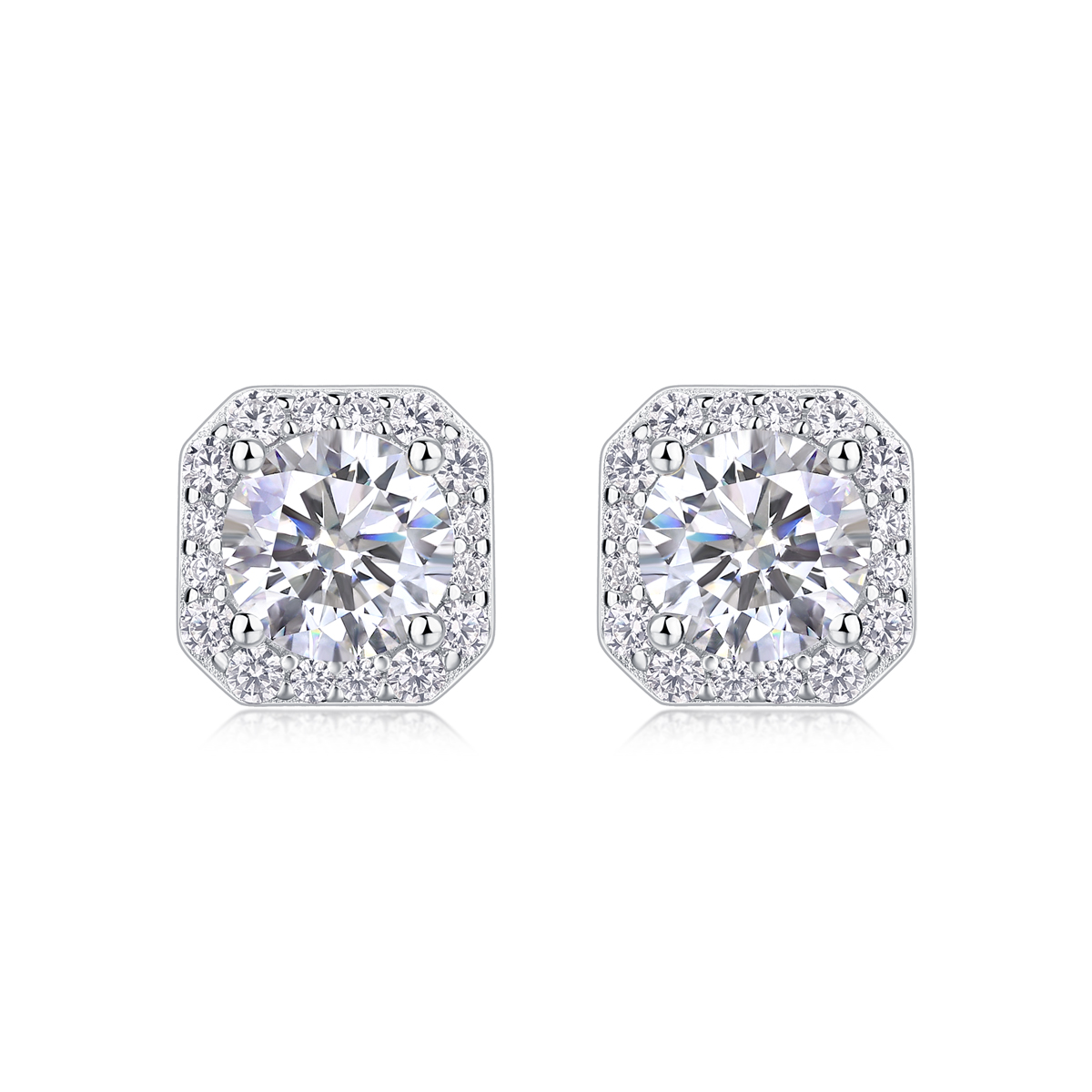 La rosa nel cuore - Orecchini con Moissanite di alta qualità da 1 carato, argento e