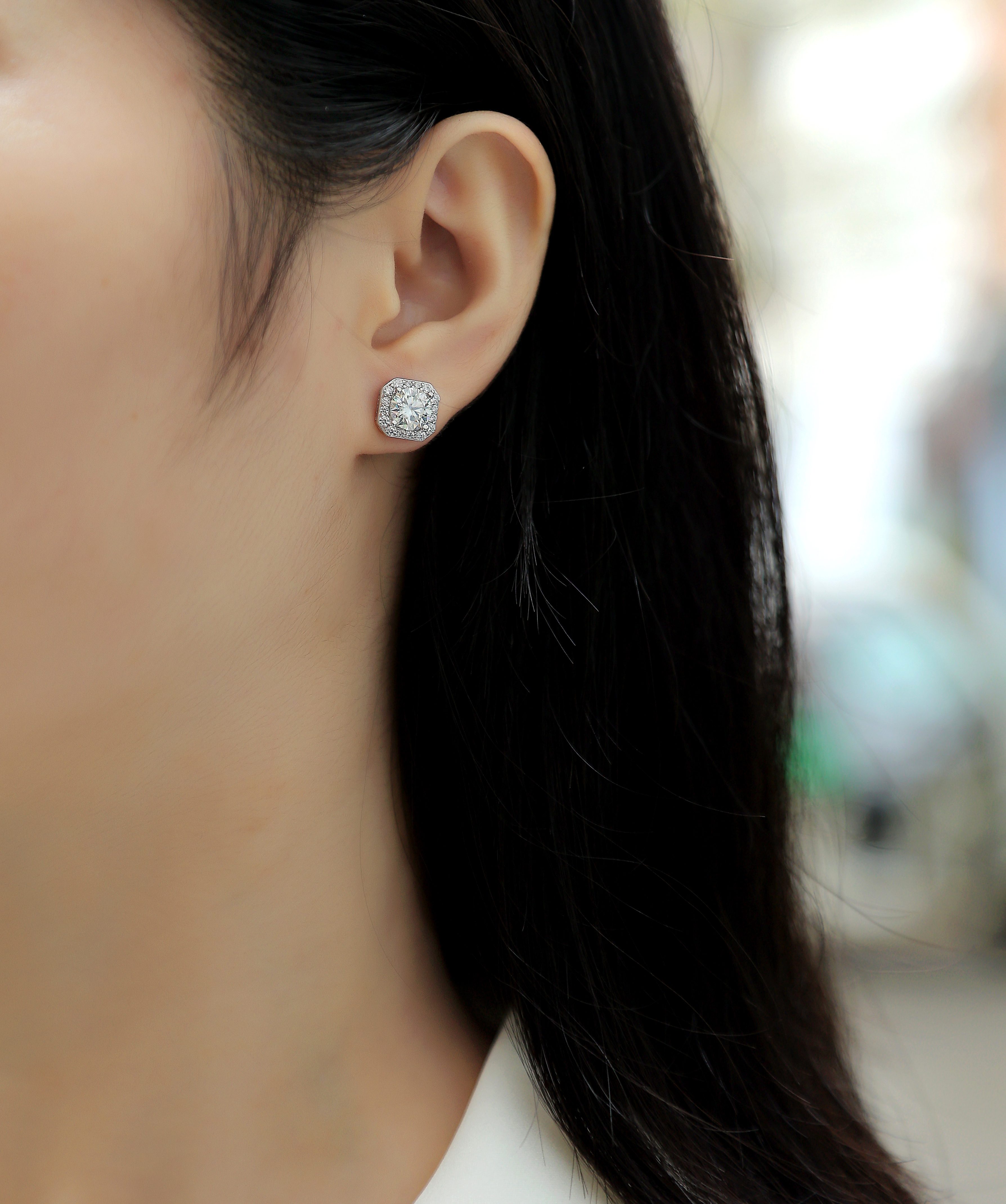 La rosa nel cuore - Orecchini con Moissanite di alta qualità da 1 carato, argento e