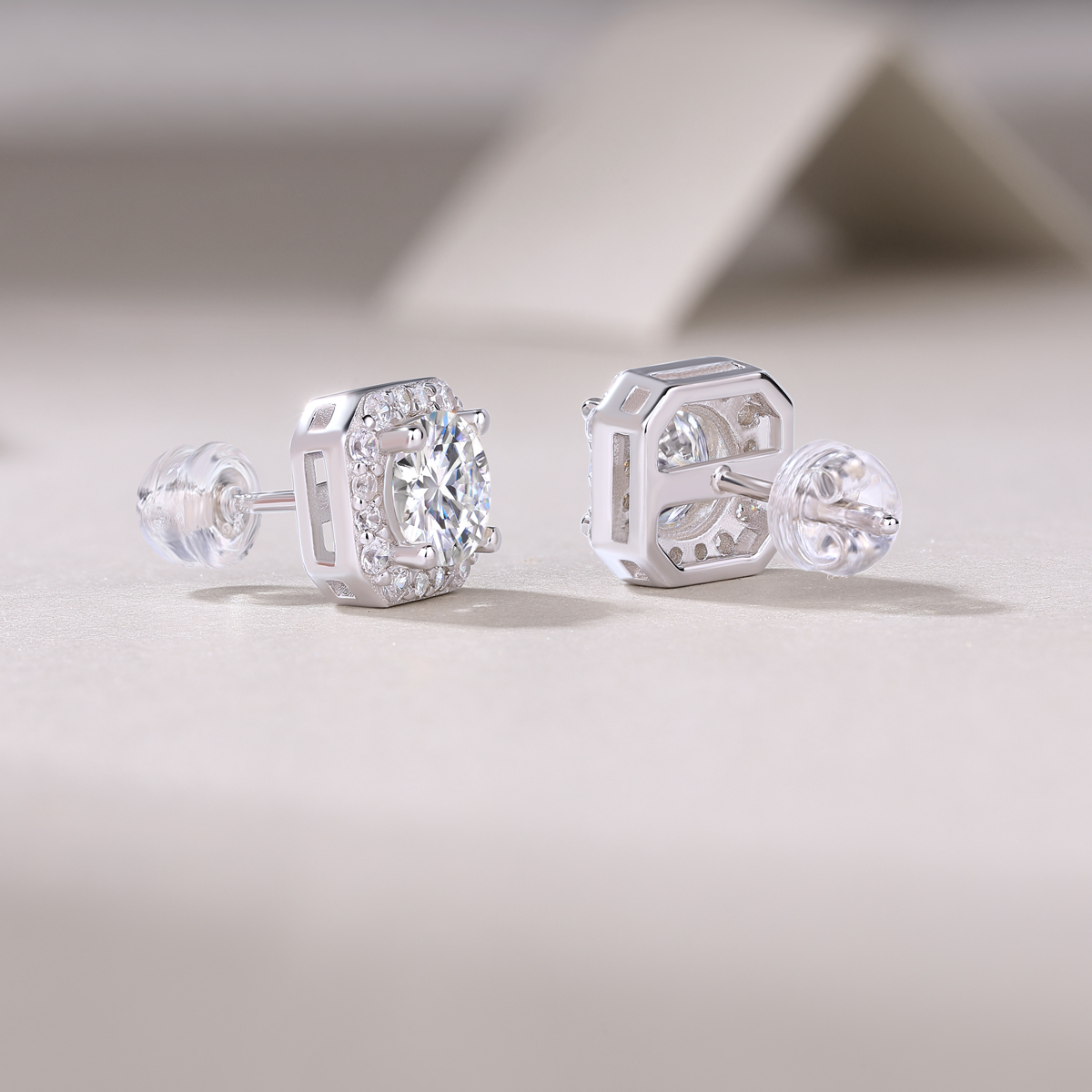 La rosa nel cuore - Orecchini con Moissanite di alta qualità da 1 carato, argento e