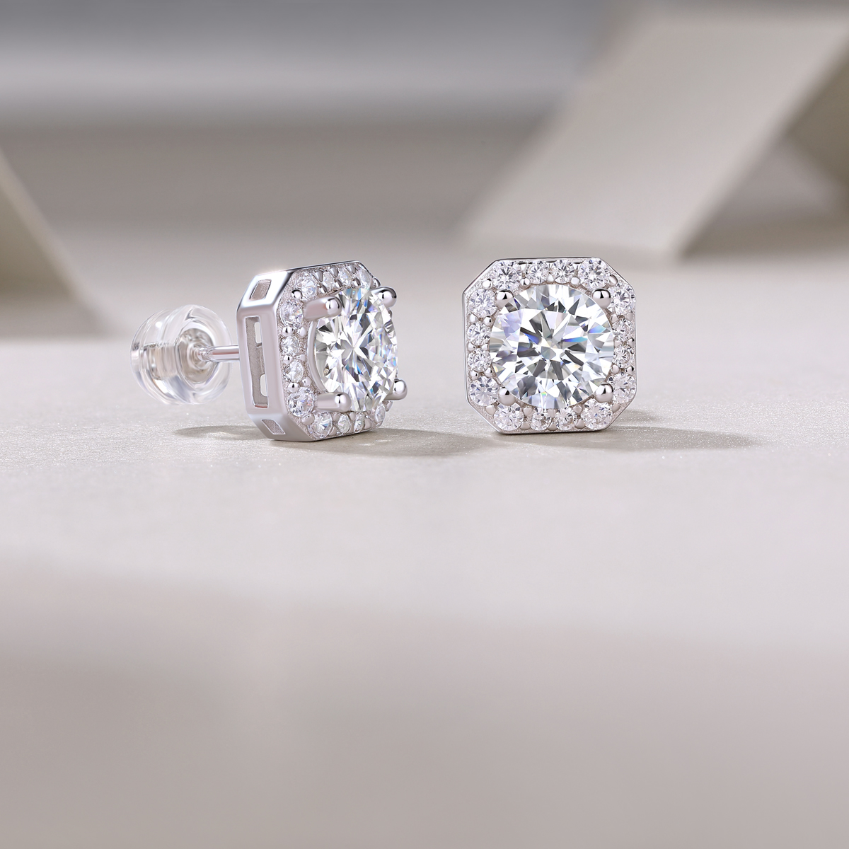 La rosa nel cuore - Orecchini con Moissanite di alta qualità da 1 carato, argento e