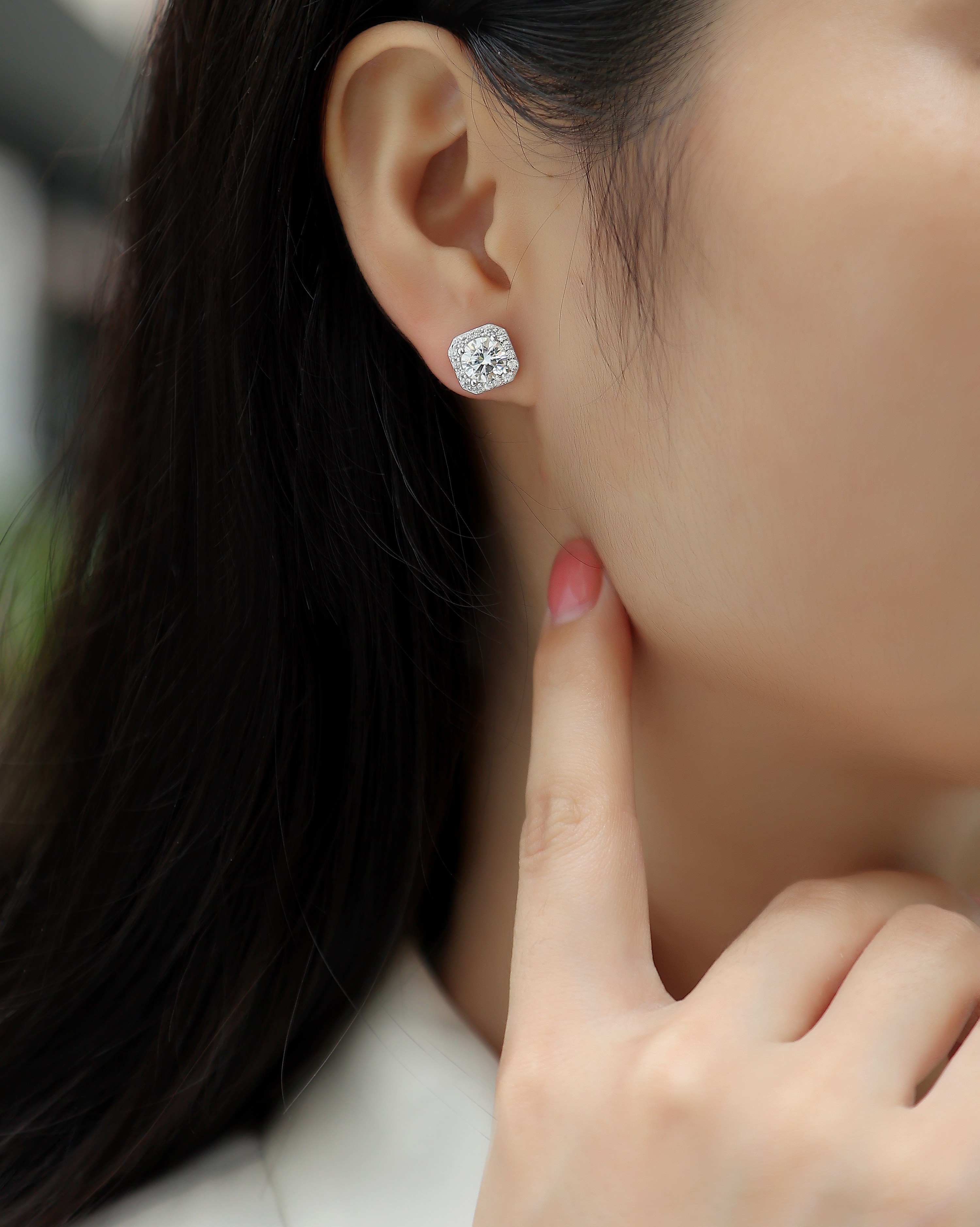La rosa nel cuore - Orecchini con Moissanite di alta qualità da 1 carato, argento e