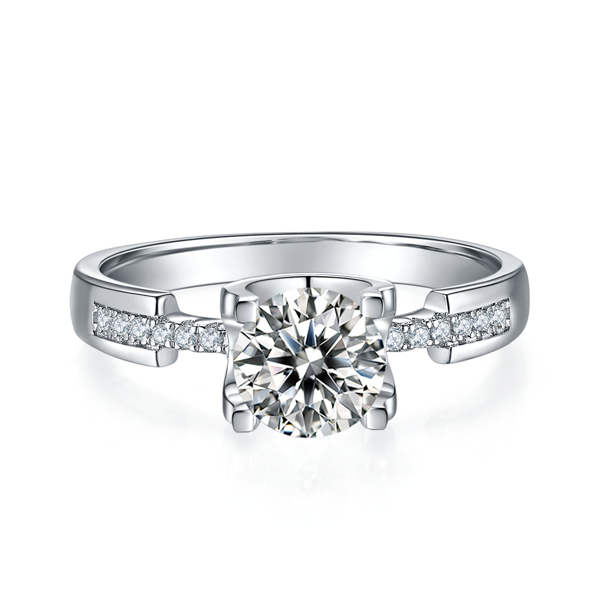 The Shield Of Light - A Wedding Ring Set With 1-carat Top-quality Moissanite Silver And