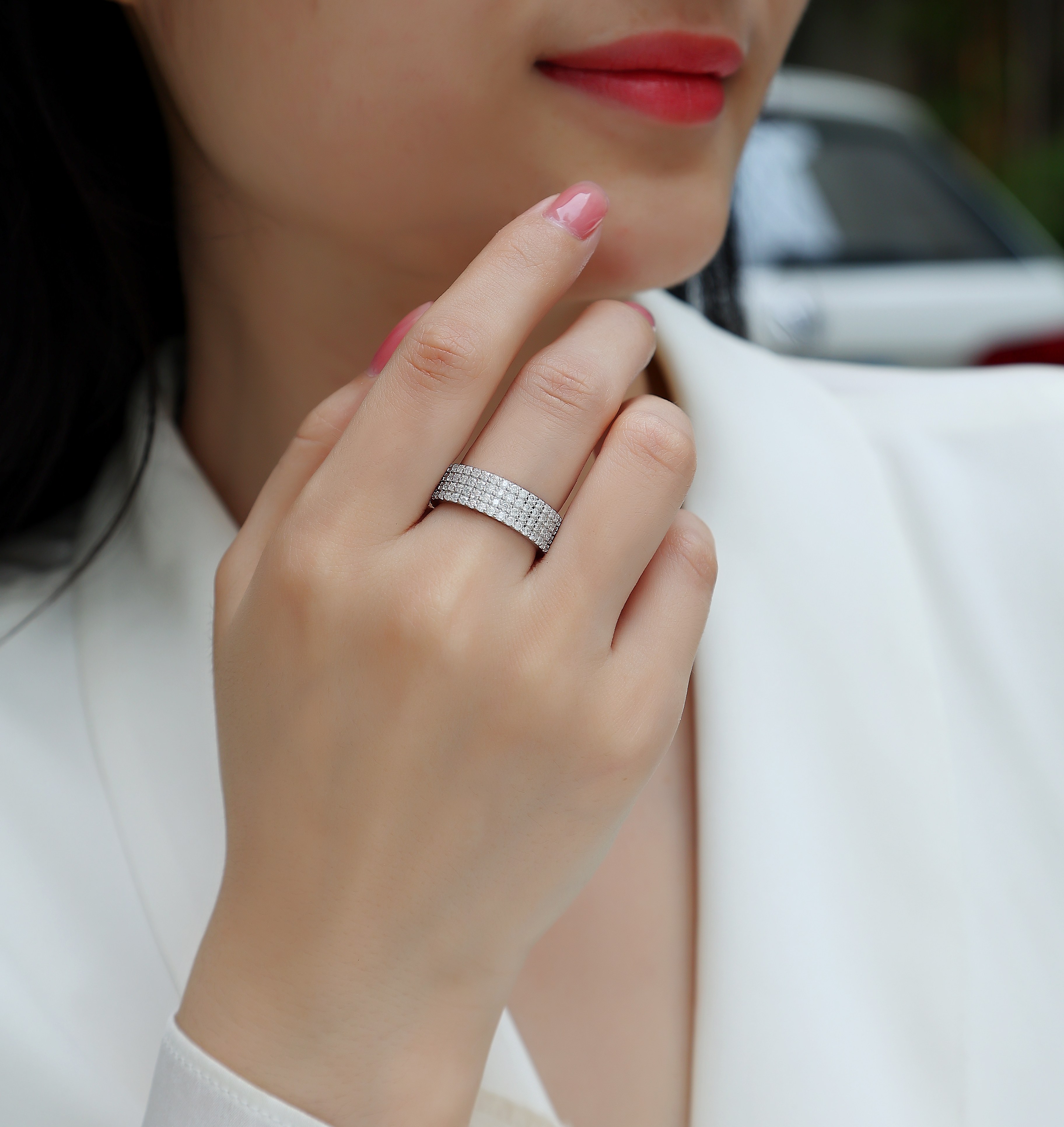 The Starry Night Sky - A Wedding Ring Set With Top-quality Moissanite Silver And