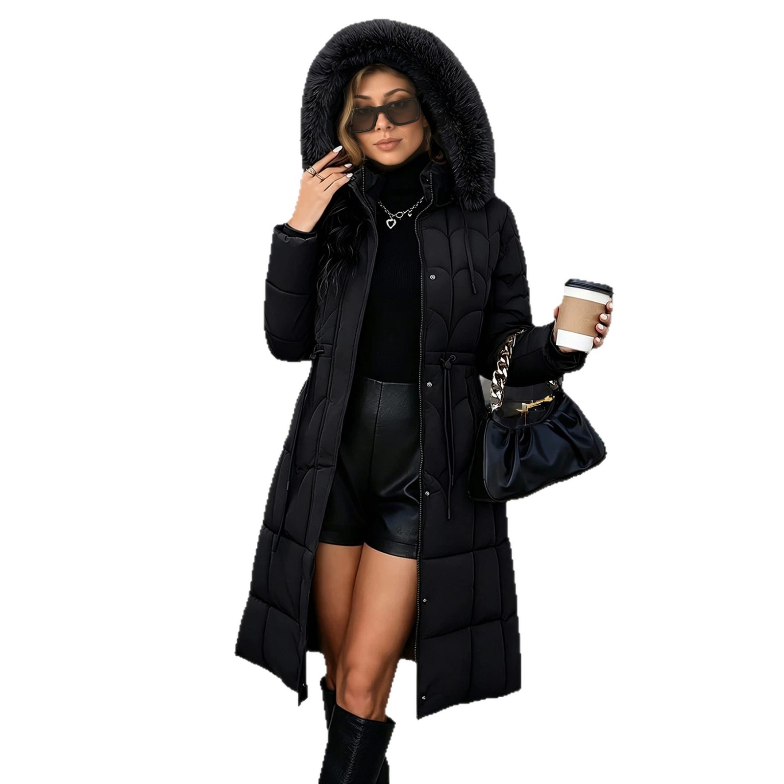 Thickened Solid-color Loose-fitting Long Womens Coat