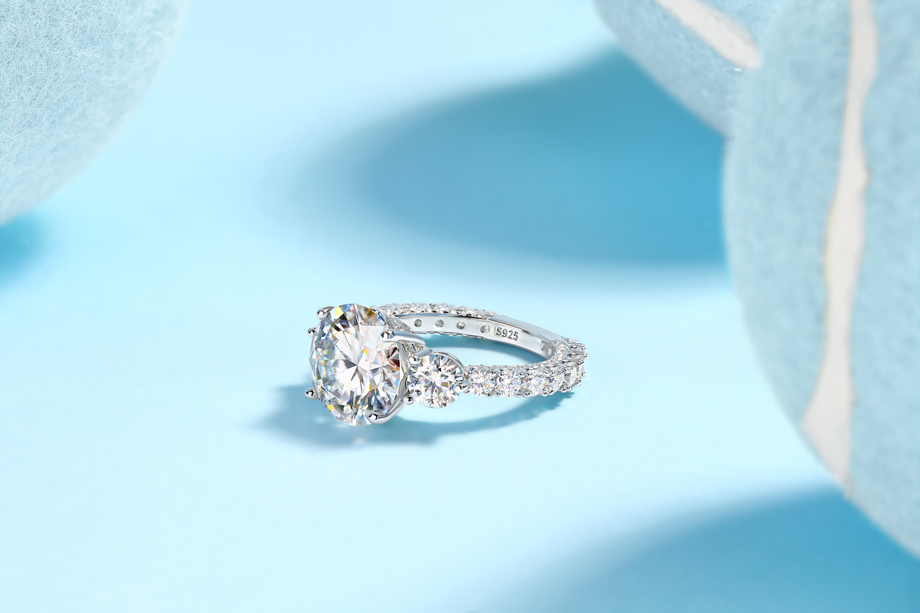 Three-diamond Shining - Set With Top-quality 5-carat Moissanite Silver And Platinum-plated