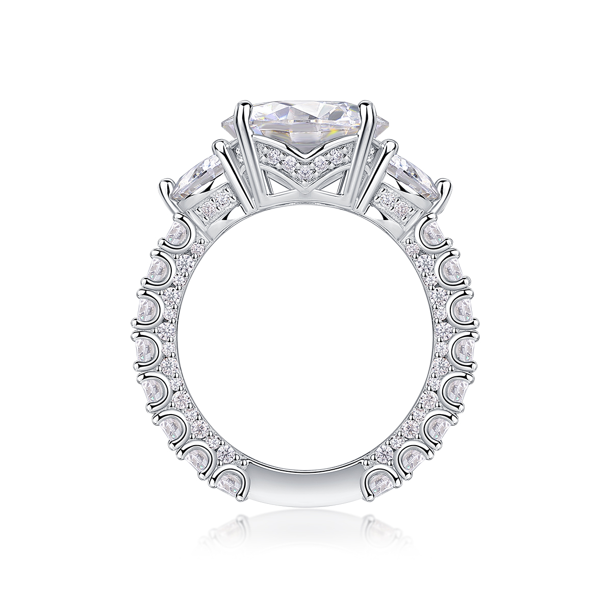 Three-diamond Shining - Set With Top-quality 5-carat Moissanite Silver And Platinum-plated