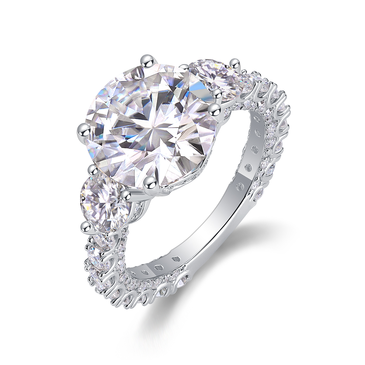 Three-diamond Shining - Set With Top-quality 5-carat Moissanite Silver And Platinum-plated