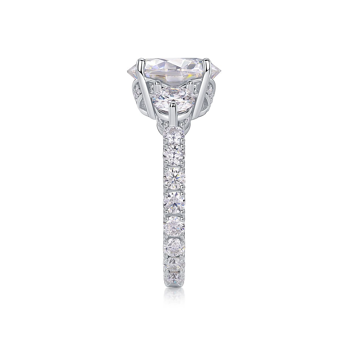 Three-diamond Shining - Set With Top-quality 5-carat Moissanite Silver And Platinum-plated