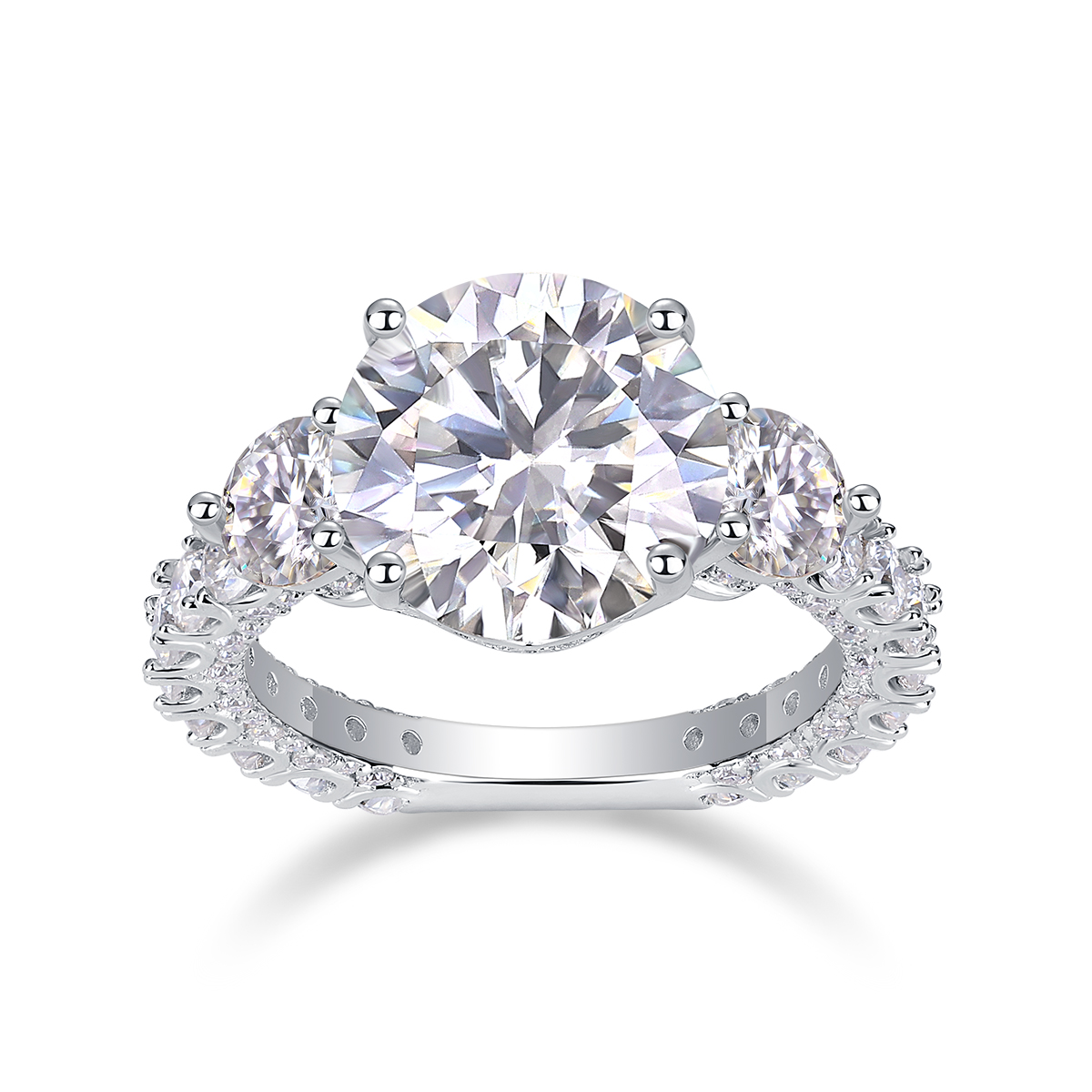 Three-diamond Shining - Set With Top-quality 5-carat Moissanite Silver And Platinum-plated